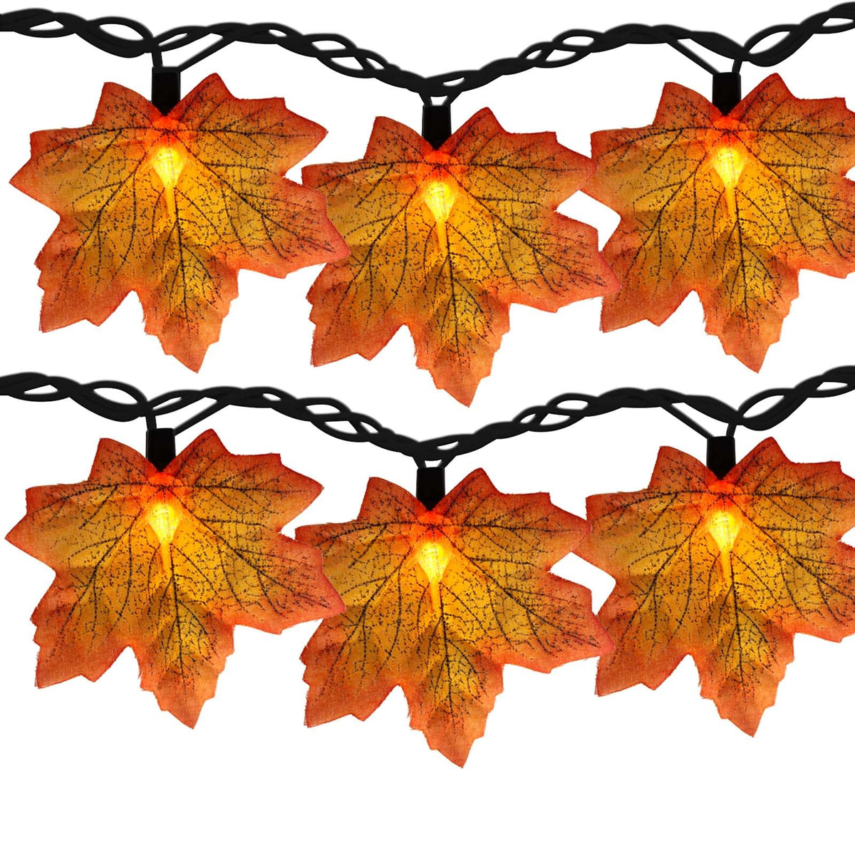 Romasaty Fall Decor Maples Leaf String Lights, 13.6FT LED Maple Leaf Lights with 35 Maple Leaf Fall Light, Plug in Fall Decorations for Indoor Outdoor Thanksgiving Christmas Halloween Harvest-Orange