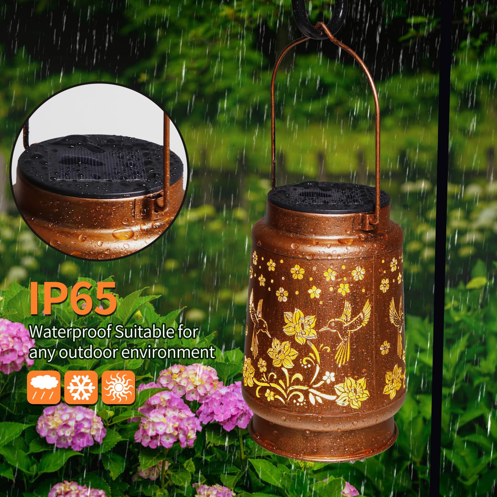 Solar Lanterns Outdoor Waterproof Hummingbird Garden Decor Birthday Gifts For Women Mom Grandma Hanging Solar Lights Metal Solar