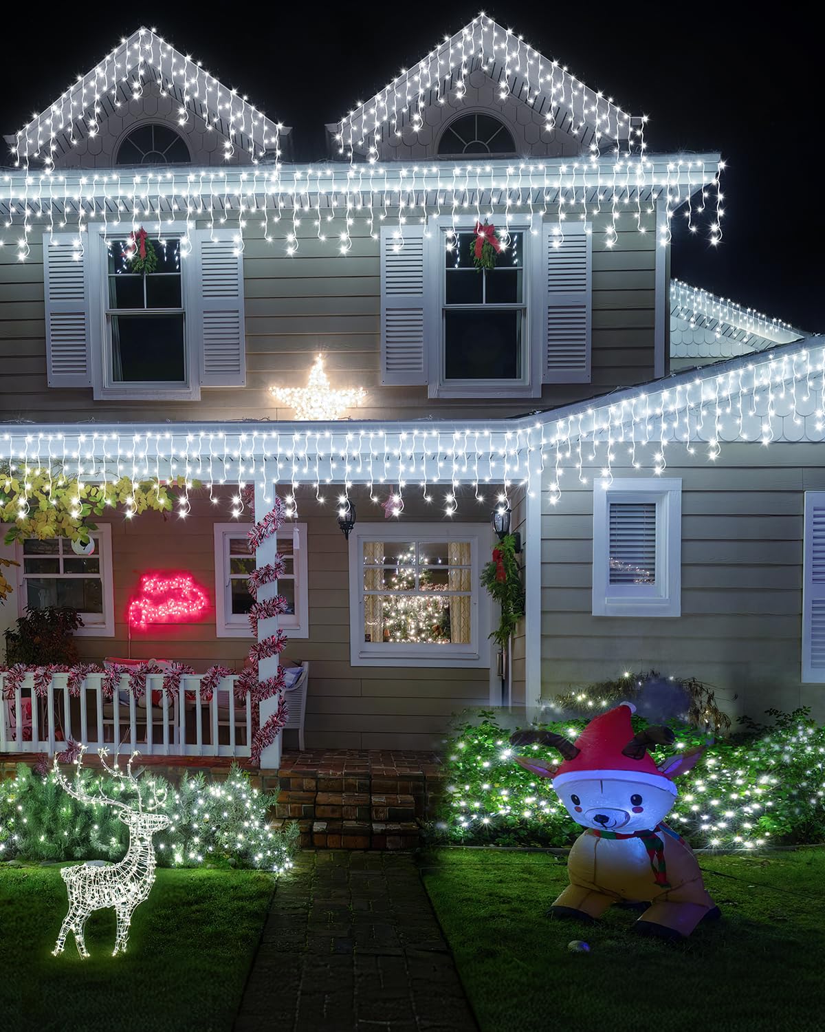 2 Pack 53Ft 486 Led Christmas Lights Outdoor, Plug In Waterproof Christmas Lights For Outside, Timer & Memory, 8 Modes Hanging F