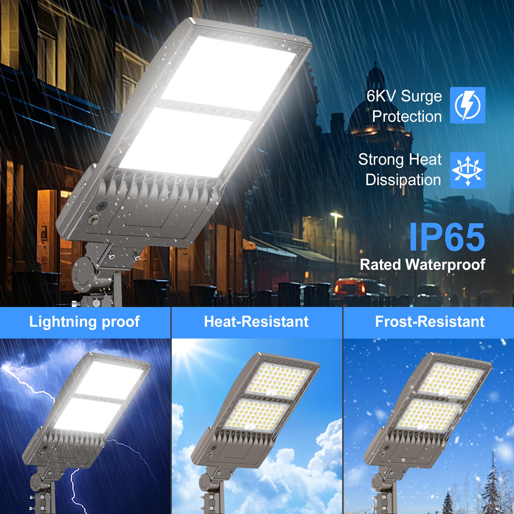 Kukuppo 2Pack 400W Led Parking Lot Light 60000Lm  Dlc Etl Listed Led Shoebox Parking Pole Light Power Adjustable 5000K Ip65 Waterproof Outdoor Commercial Area Lighting With Slip Fitter 100-277Vac