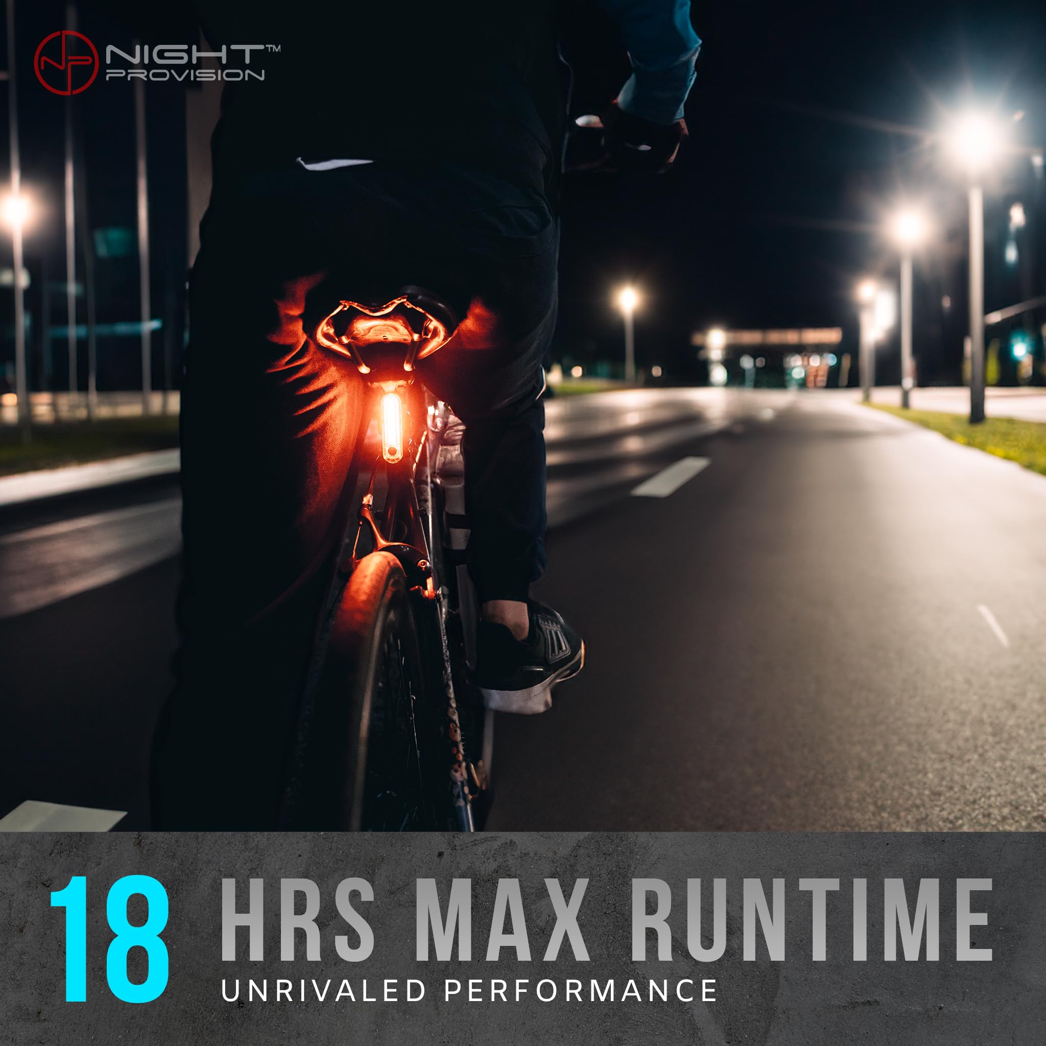 NP NIGHT PROVISION Bike Tail Light 2 Pack - USB C Rechargeable, 4 Modes, Red, Model KIT-R1, 18 Hour Max for Night Riding Safety