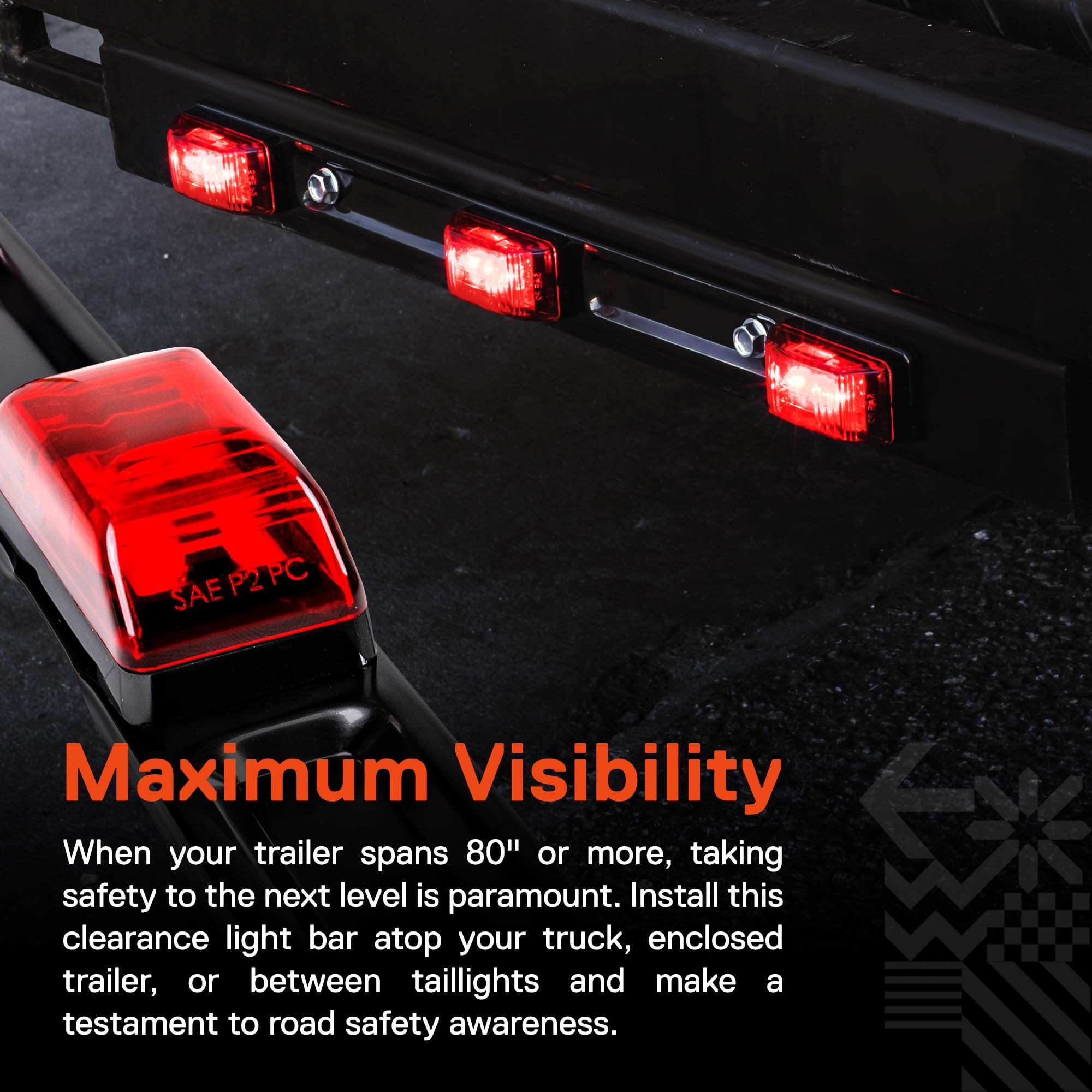 True Mods 15'' Led 3 Red Trailer Light Bar [Dot Fmvss 108] [Sae P2] [Ip67 Submersible] Sealed Identification Running Marker Clea