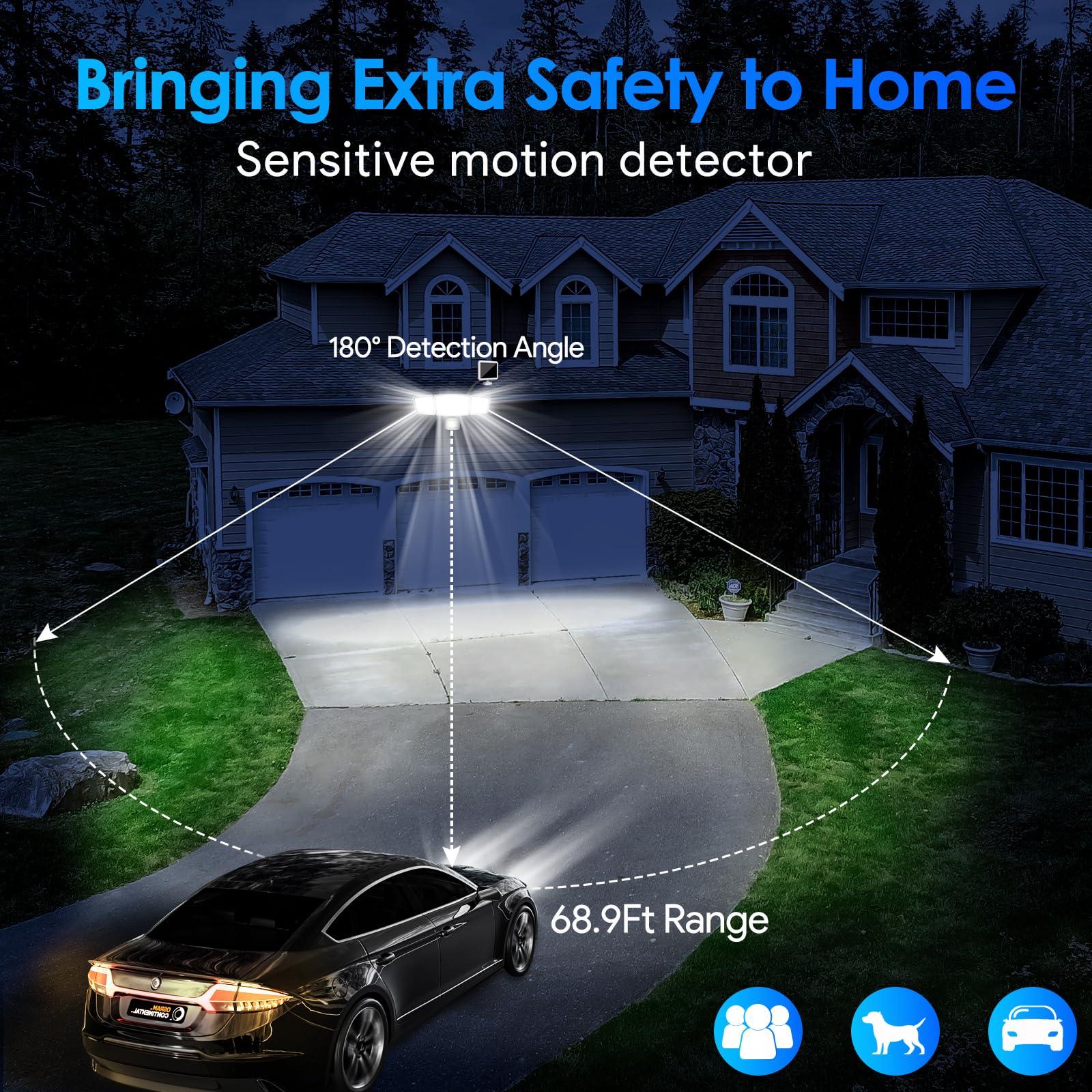 E ENERGETIC LIGHTING Solar Outdoor Lights, 1800LM, 192 LED, Motion Sensor, 2 Pack, IP65 Waterproof, Remote Control, Model SCL180E765-SP