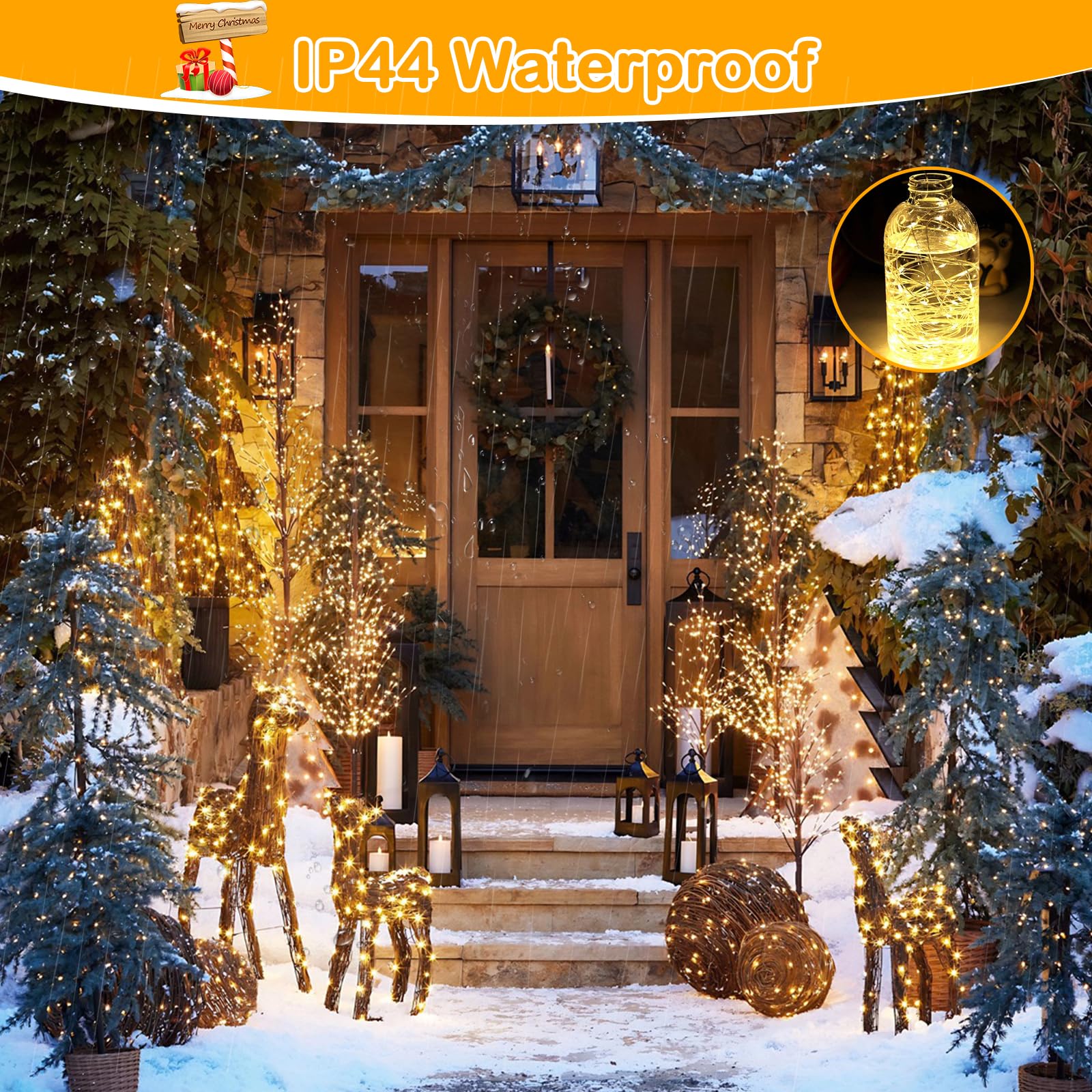 Decute 164FT 500LED Warm White Dimmable Christmas Fairy String Lights with Remote Control, Copper Wire, UL Certified