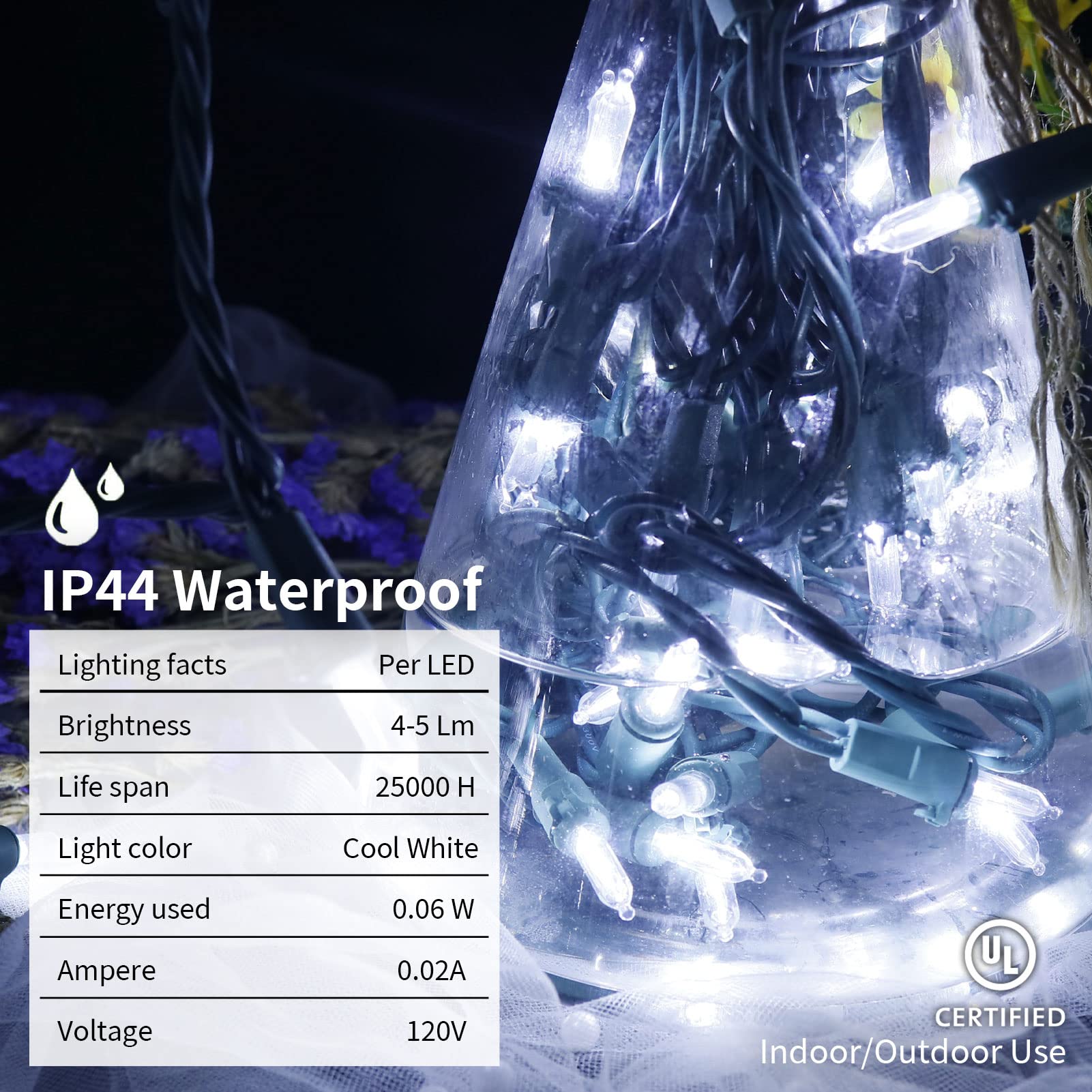 Multi-Sparking Christmas Lights - 66Ft 200 Count Warm White Led String Lights, Green Wire For Indoor/Outdoor Decor