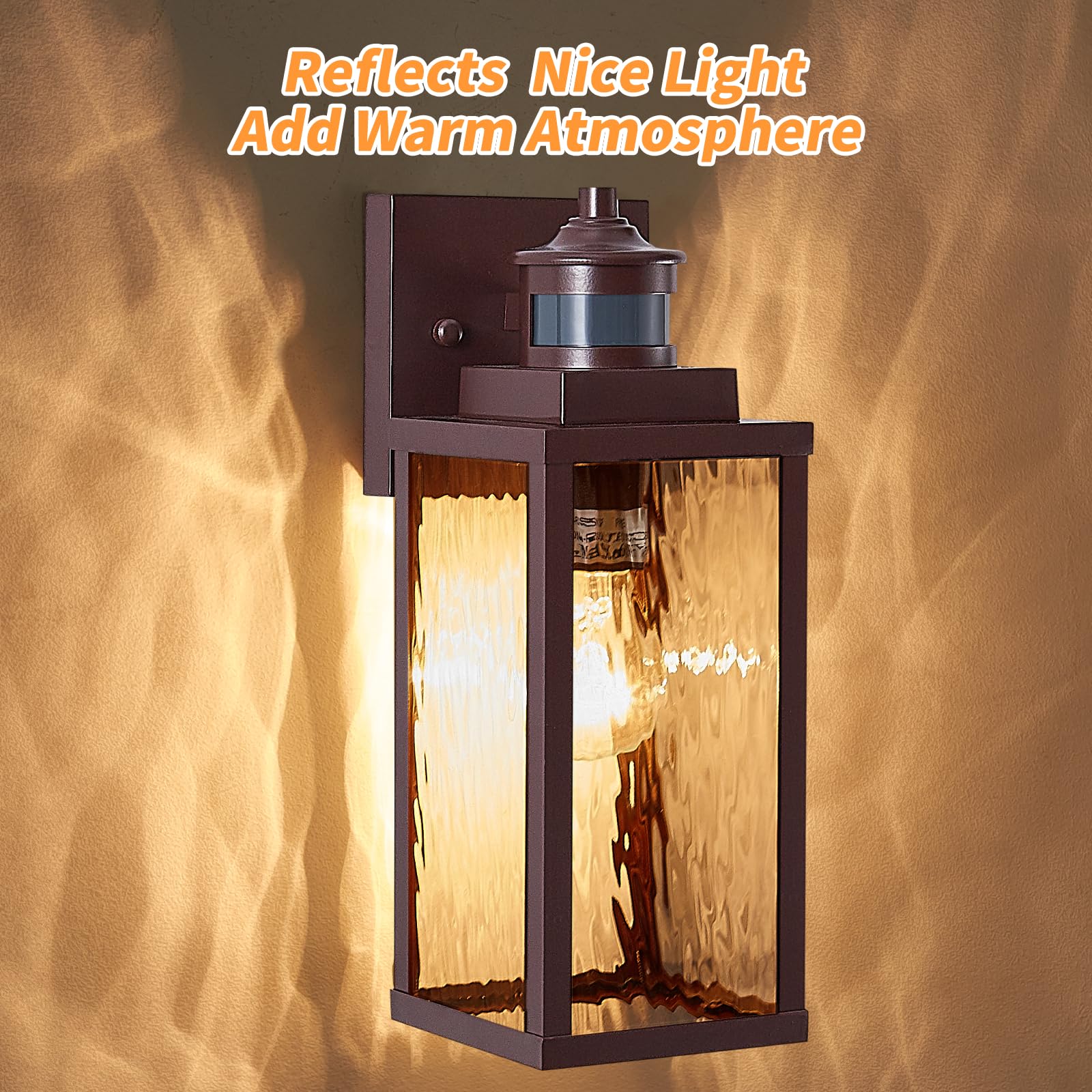 MDENLT Bronze Motion Sensor Outdoor Wall Lights, Waterproof 2 Pack, Aluminum, Dusk to Dawn Lighting, Model MFD007M-BN
