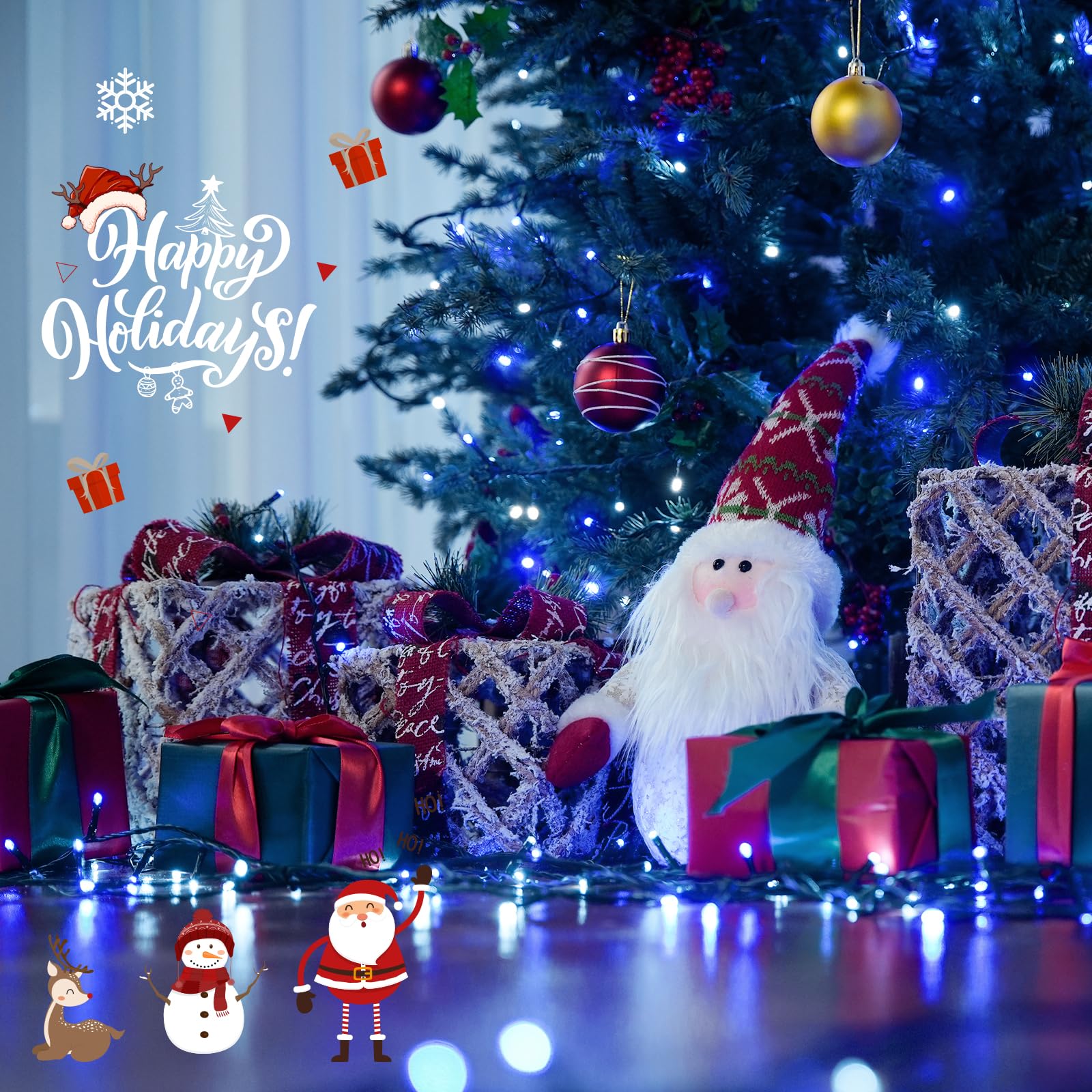 Jmexsuss 500 Led Blue And White String Lights Outdoor, 173Ft 8 Modes Led Christmas Lights Indoor, Waterproof Christmas Twinkle L