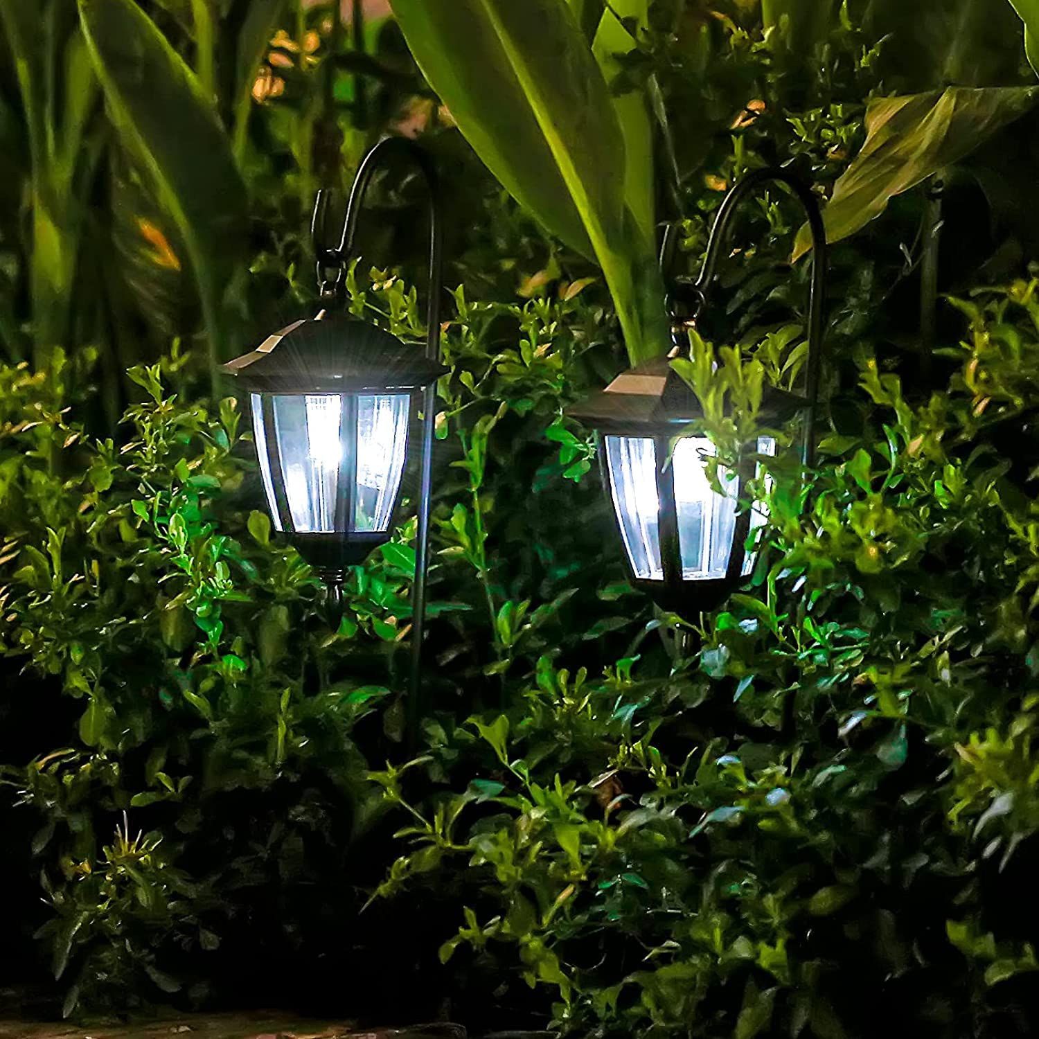 Viewsun 34&quot; Solar Lantern Lights With Shepherd Hooks, Waterproof Outdoor Decor, 4-Pack