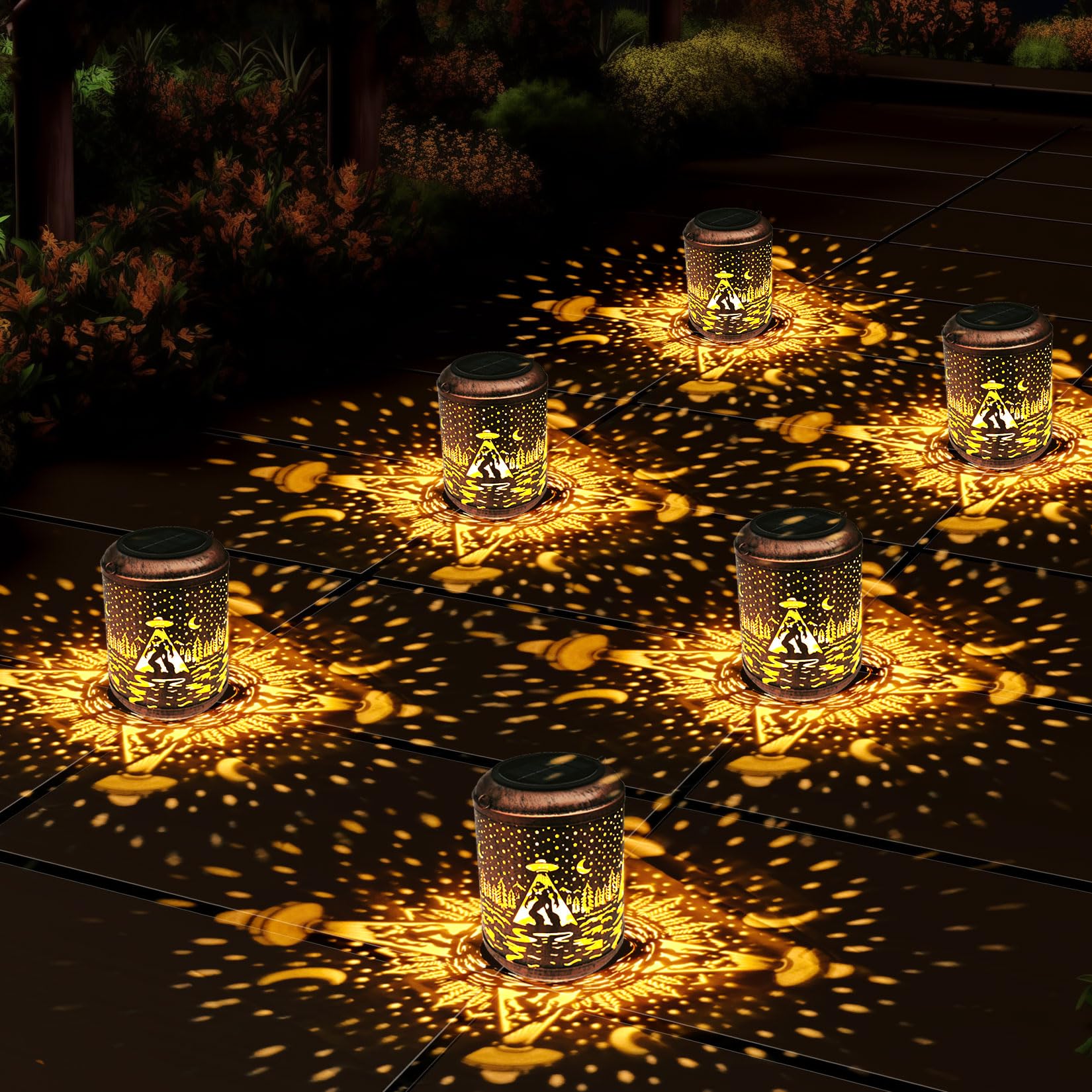 Bigfoot Solar Lanterns Outdoor Waterproof Hanging Lights Ufo Sasquatch Gifts For Men Women Metal Decorative Led Lanterns For Yar