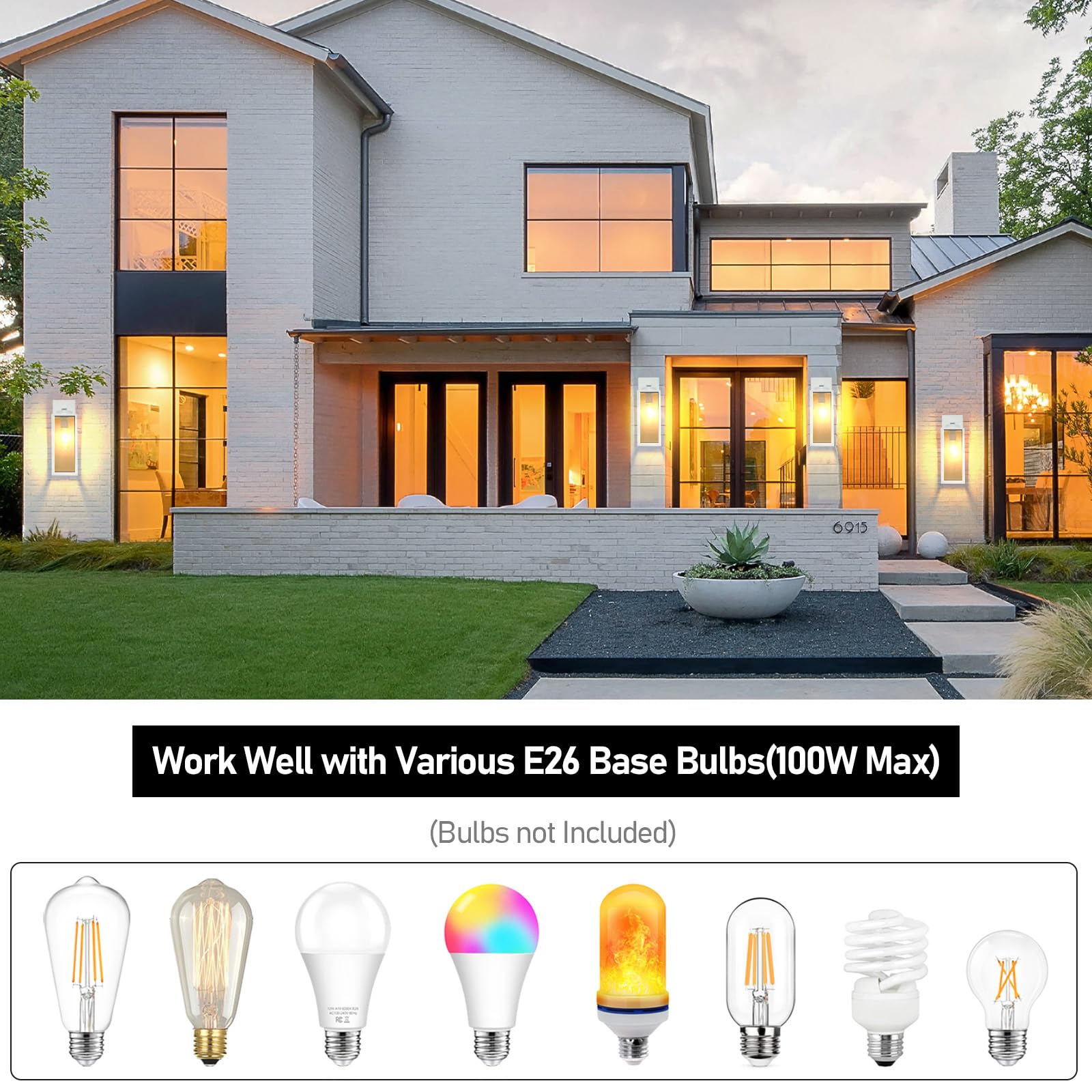 Large Size Outdoor Wall Light Fixtures, Exterior Lighting Fixtures Porch Sconces Wall Mounted, Waterproof White Outdoor Wall Lan