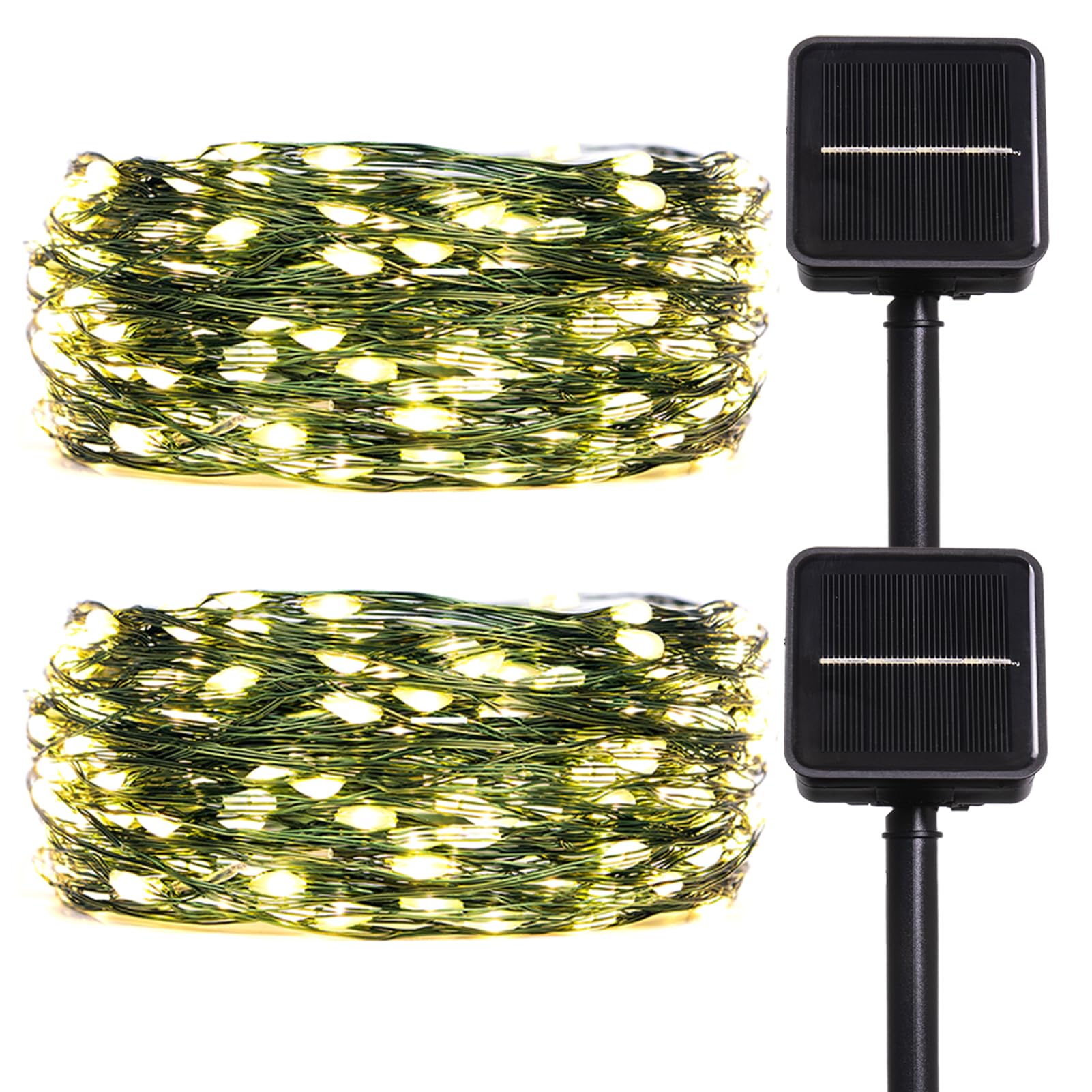 ZELUXDOT Solar String Lights for Outside,33FT 100LEDs (2 Pack) Solar Fairy Lights,Waterproof 8 Modes Outdoor String Light for Pa