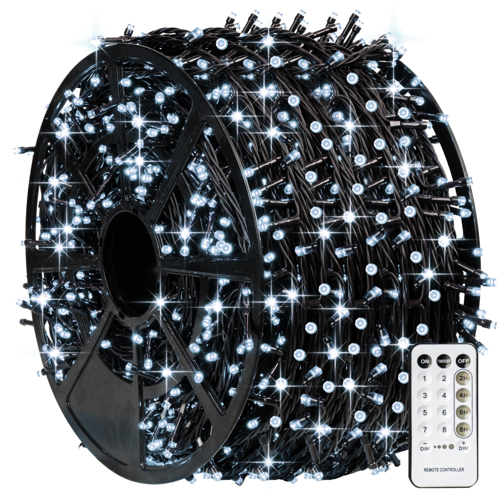 TW SHINE Christmas String Lights, 1000 LED, 328FT, 8 Modes, Remote, Waterproof, White, Model HB-500CO