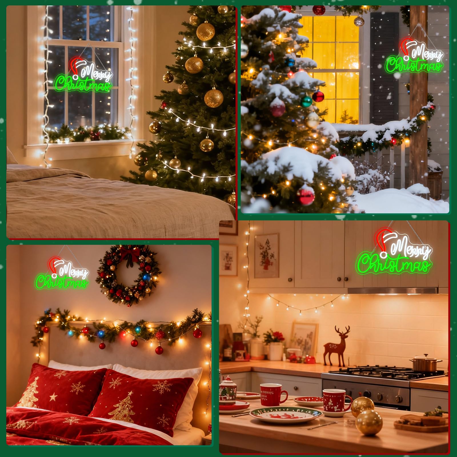 Looklight Merry Christmas Sign Christmas Window Lights Santa Hat Neon Signs For Wall Decor Santa Claus Led Lights For Party Bar Man Cave Club Pub Bedroom Shop Door Decoration Gifts
