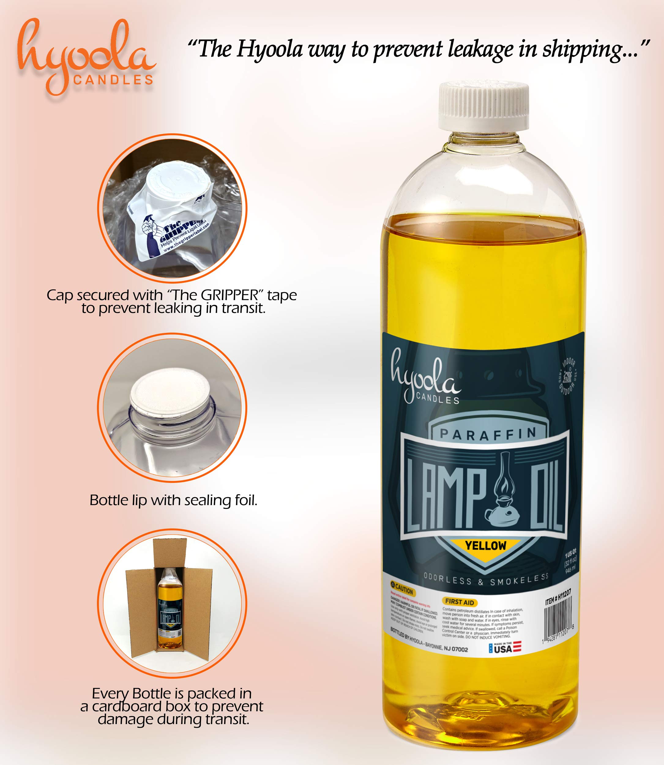 Liquid Paraffin Lamp Oil - Yellow Smokeless, Odorless, Ultra Clean Burning Fuel for Indoor and Outdoor Use - Highest Purity Avai