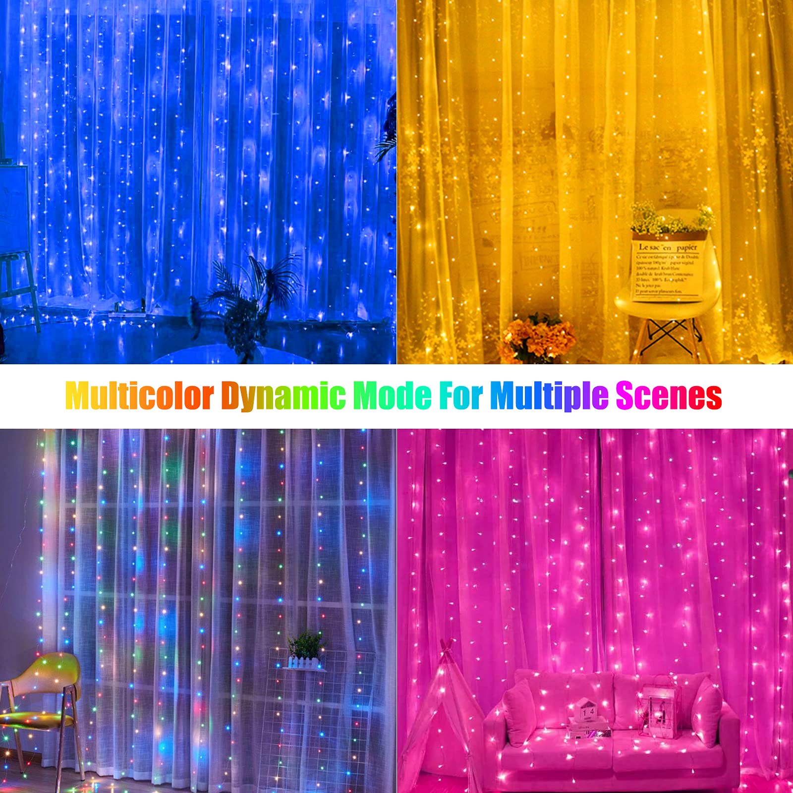 Brightown Fairy String Lights - 250 LED 9.8x8.8 FT, Multicolor, 7 Modes, Remote Controlled, Ideal for Bedroom and Holiday Decor