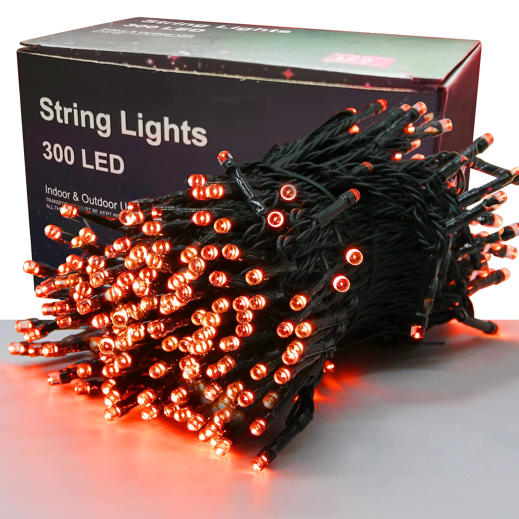 Ljlnion 300 Led Halloween String Lights, 98.5Ft Waterproof Orange Mini Lights, 8 Modes