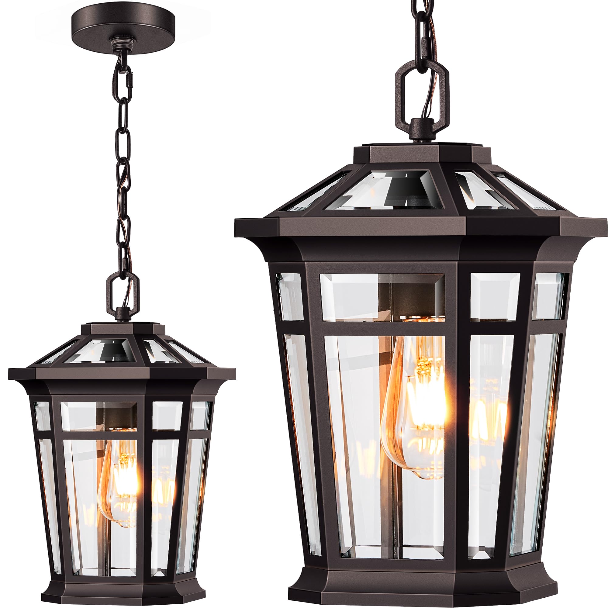 VIANIS Large Outdoor Pendant Light  Oil Rubbed Bronze Outside Hanging Lights  Hanging Porch Light Fixture with Adjustable Chain  100% Aluminum Waterproof Anti-Rust Ceiling Lighting for House  Doorway