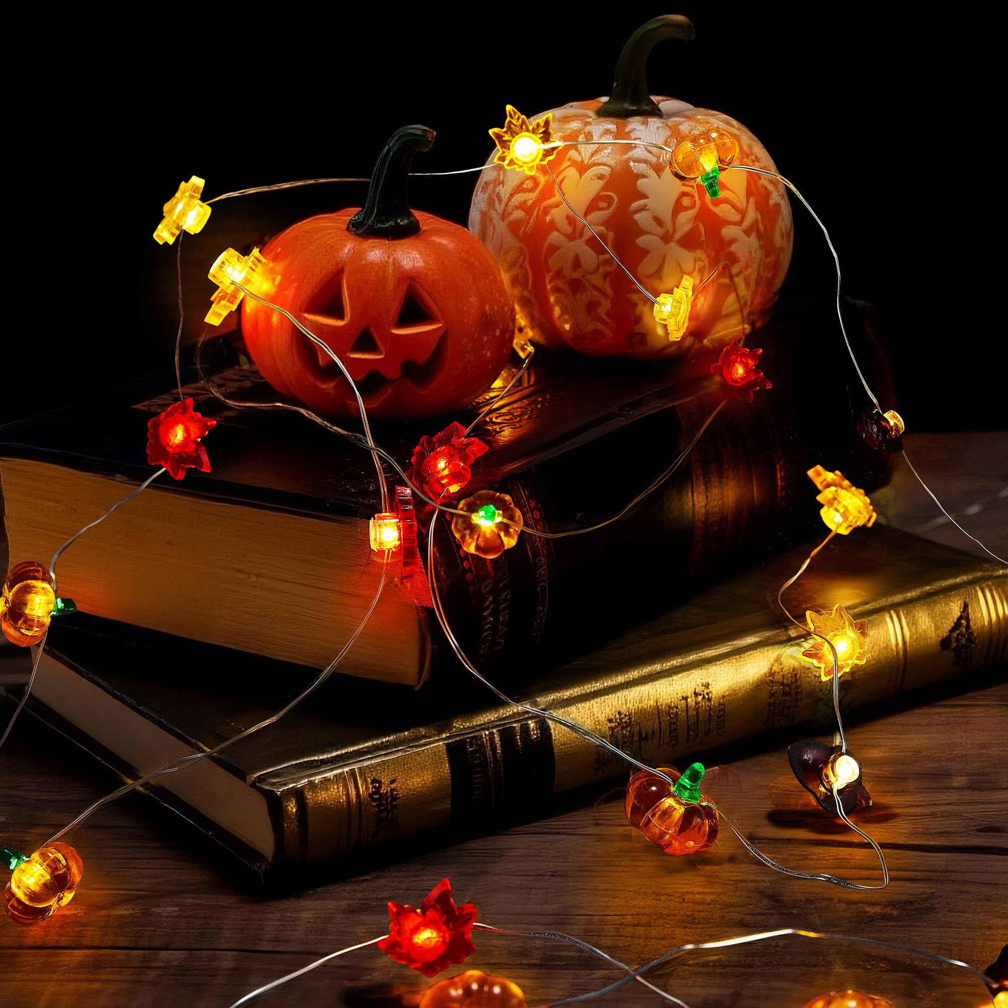 Blctec Thanksgiving Decorations 12.8Ft 40 Led String Lights With Acorn  3D Pumpkins & Maple Leaves  Battery Operated Fall Fairy Lights With Timer For Indoor Outdoor Thanksgiving Decor