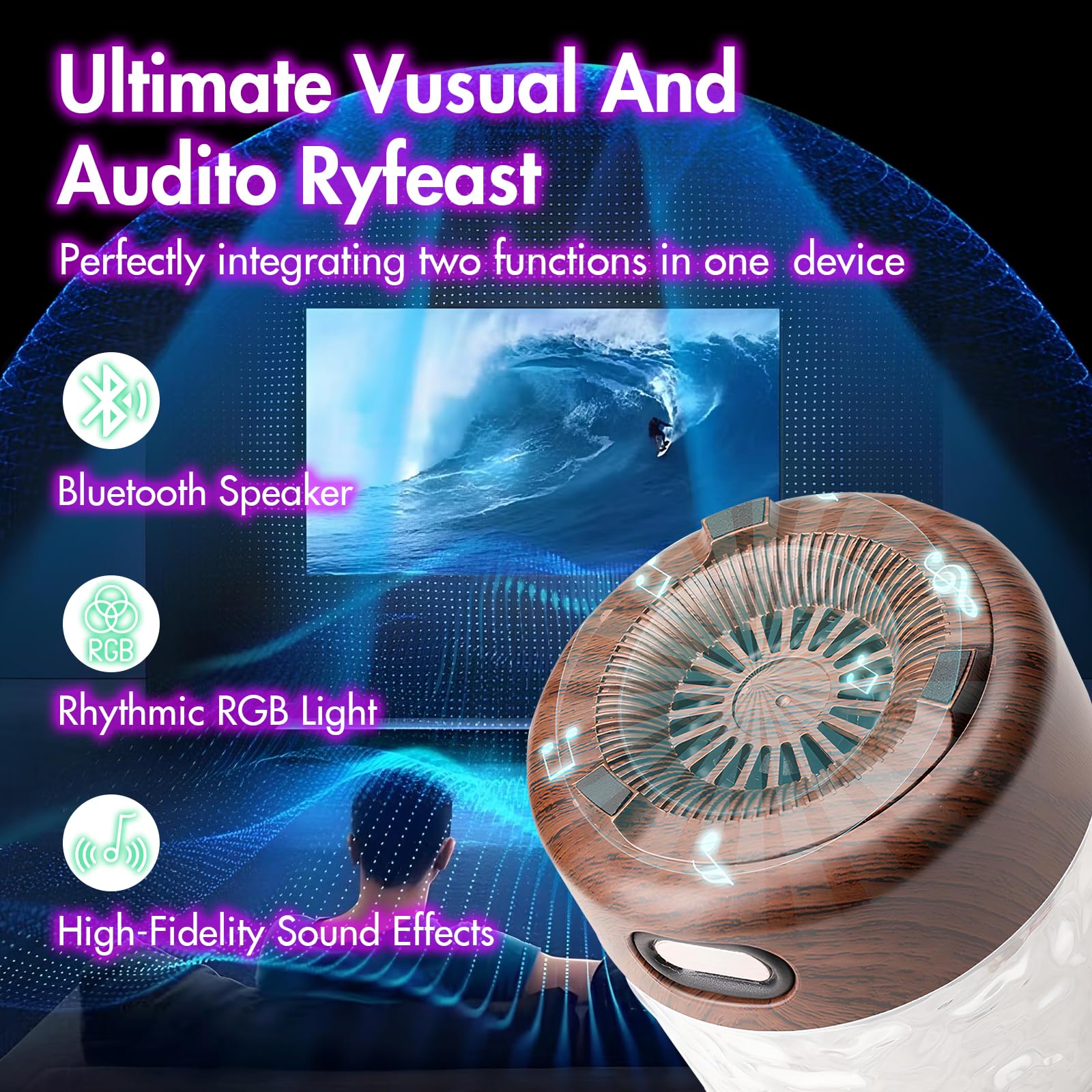 1 UX Ocean Wave Ceiling Projector, 16-Color Water Ripple Aurora Light with Remote & Touch Control, Ambient Night Light for Bedro