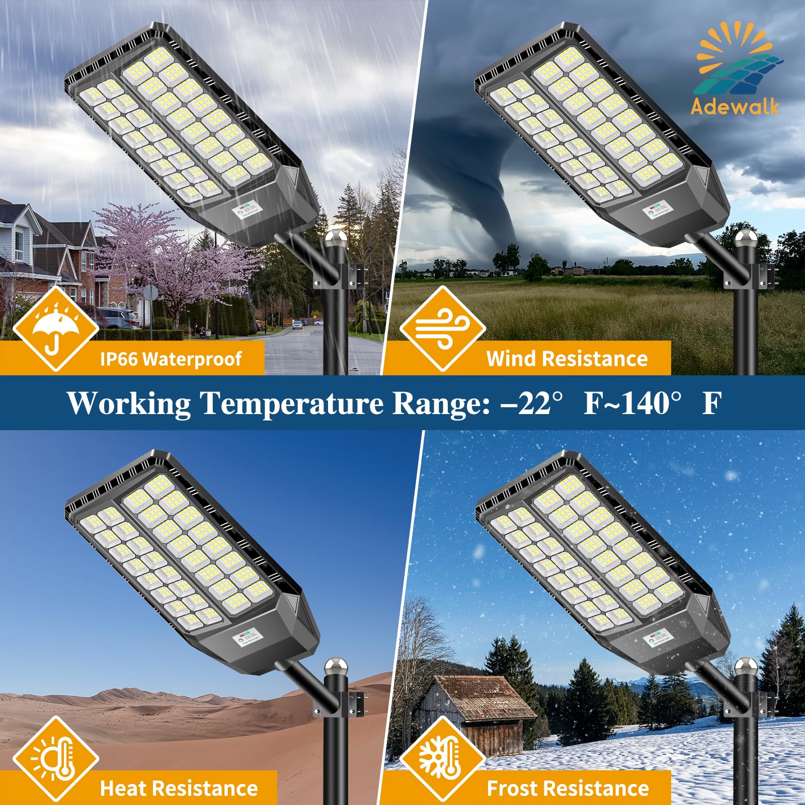 8000W Solar Street Light, Commercial Solar Street Lights Outdoor Dusk To Dawn, Solar Lights Outdoor With Motion Sensor And Remot