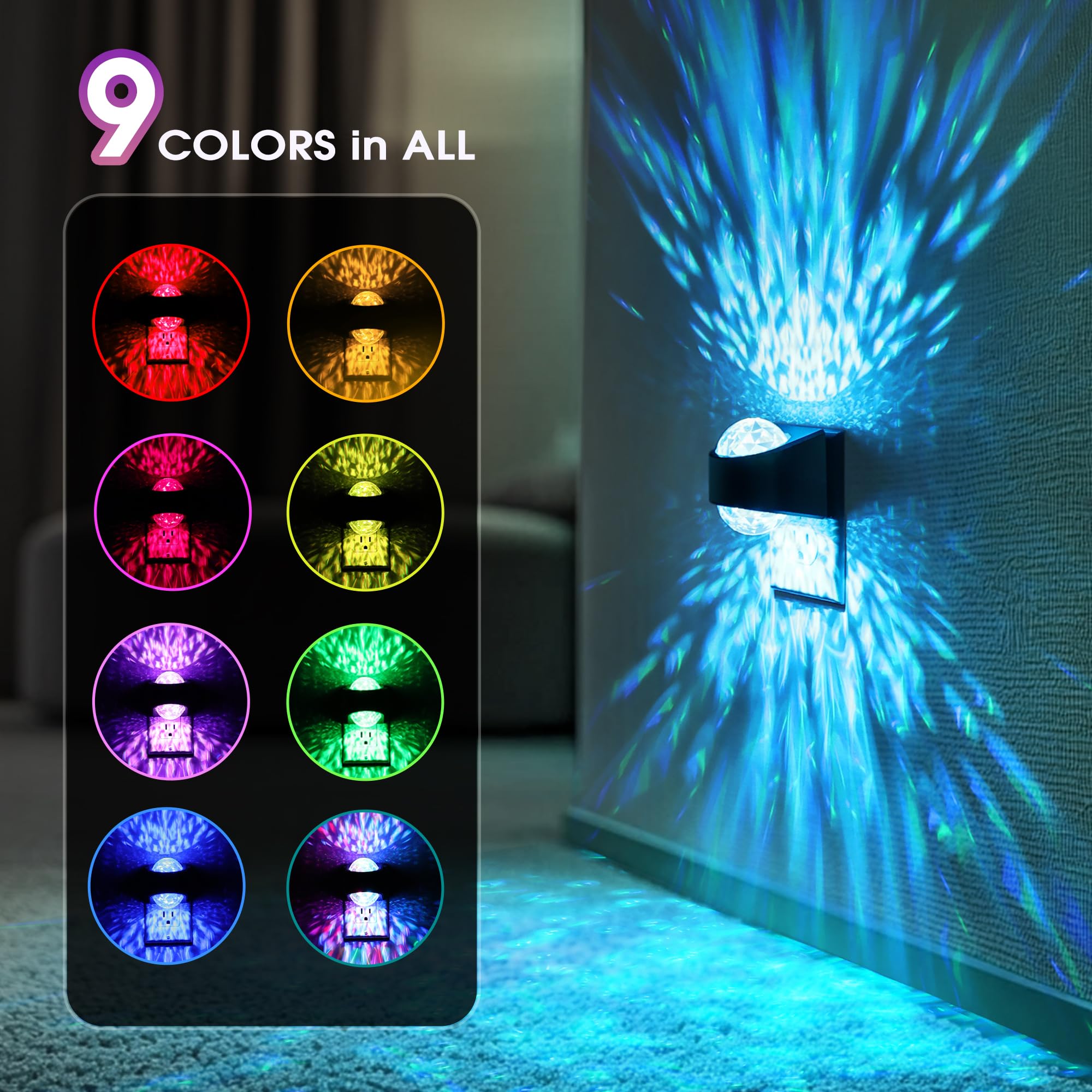 Briignite Night Light Projector for Kids - RGB Star Projector with Dusk to Dawn Sensor, Model BRGY20709US, Ideal for Bedroom and Gaming Room Decor