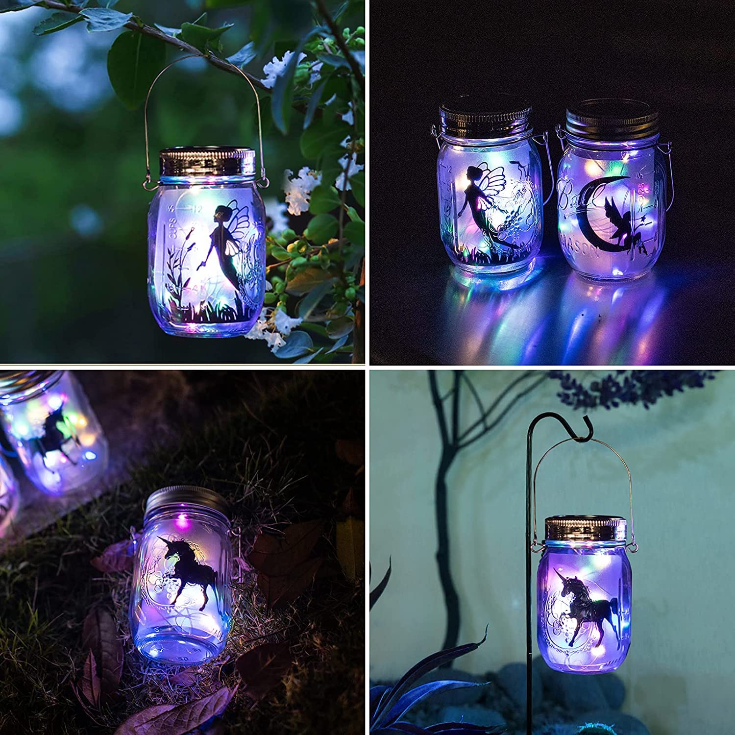 Yeuago 8 Pack Solar Outdoor Fairy Star Firefly Jar Lids Lights,Solar Fairy String Lids Lights(No Jars),Waterproof Lantern Mason
