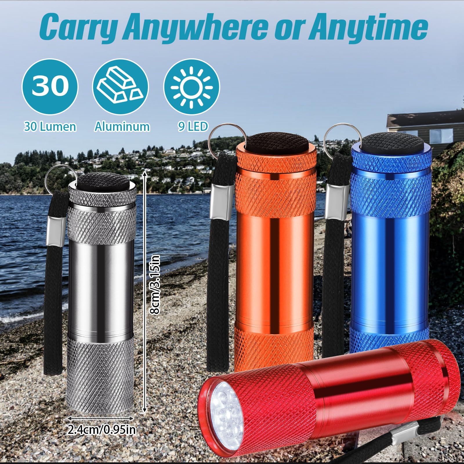 VIHOSE Mini Flashlights Bulk - 20 Pcs Aluminum LED Handheld Flashlights, Lovely Color, Ideal for Night Reading, Camping, and Emergencies