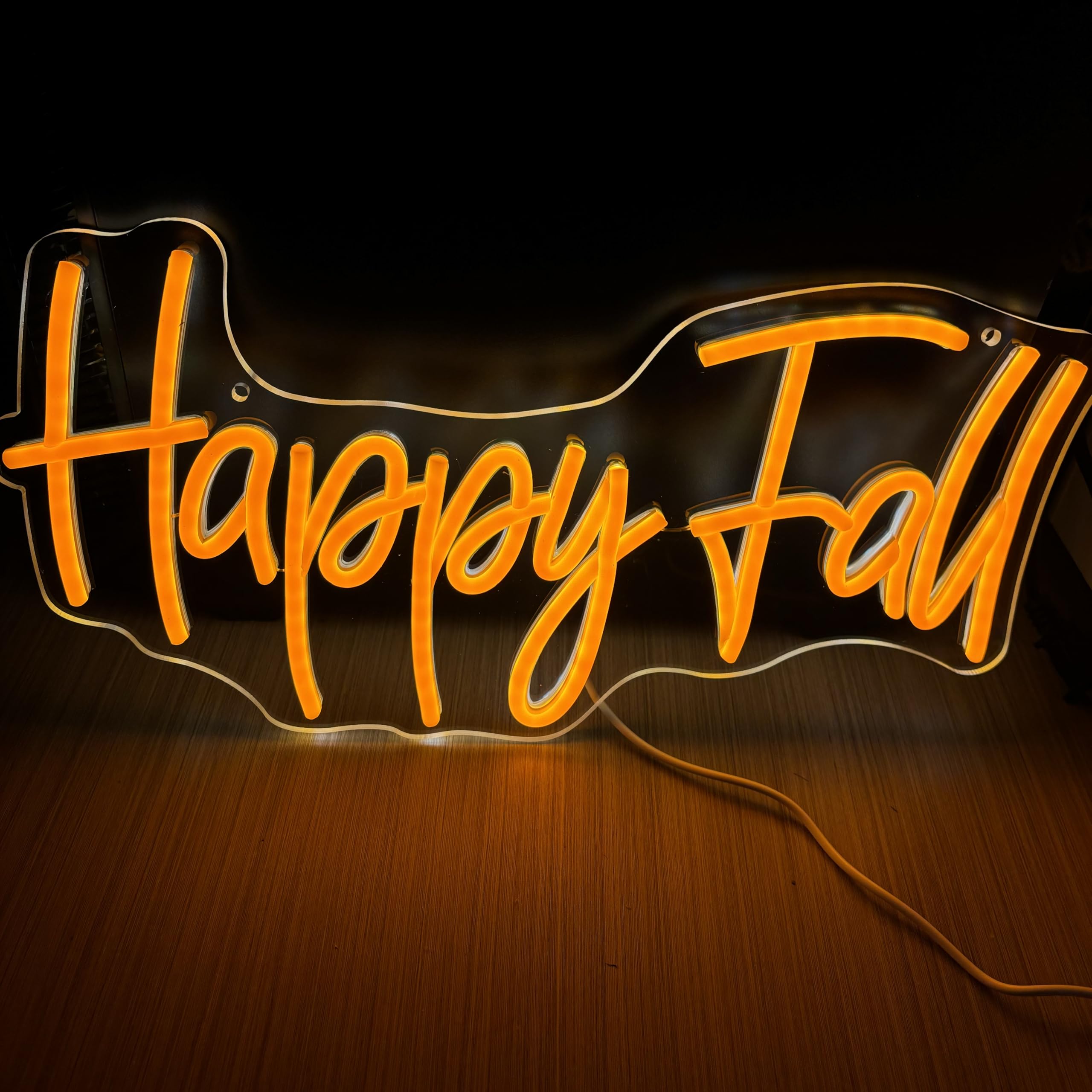 Happy Fall Neon Sign Light Decorative Led Wall Art Night Lamp With Dimmable Switch And Hanging Chain For Autumn Thanksgiving Fireplace Outdoor Garden Door Desktop Hanging Ornaments
