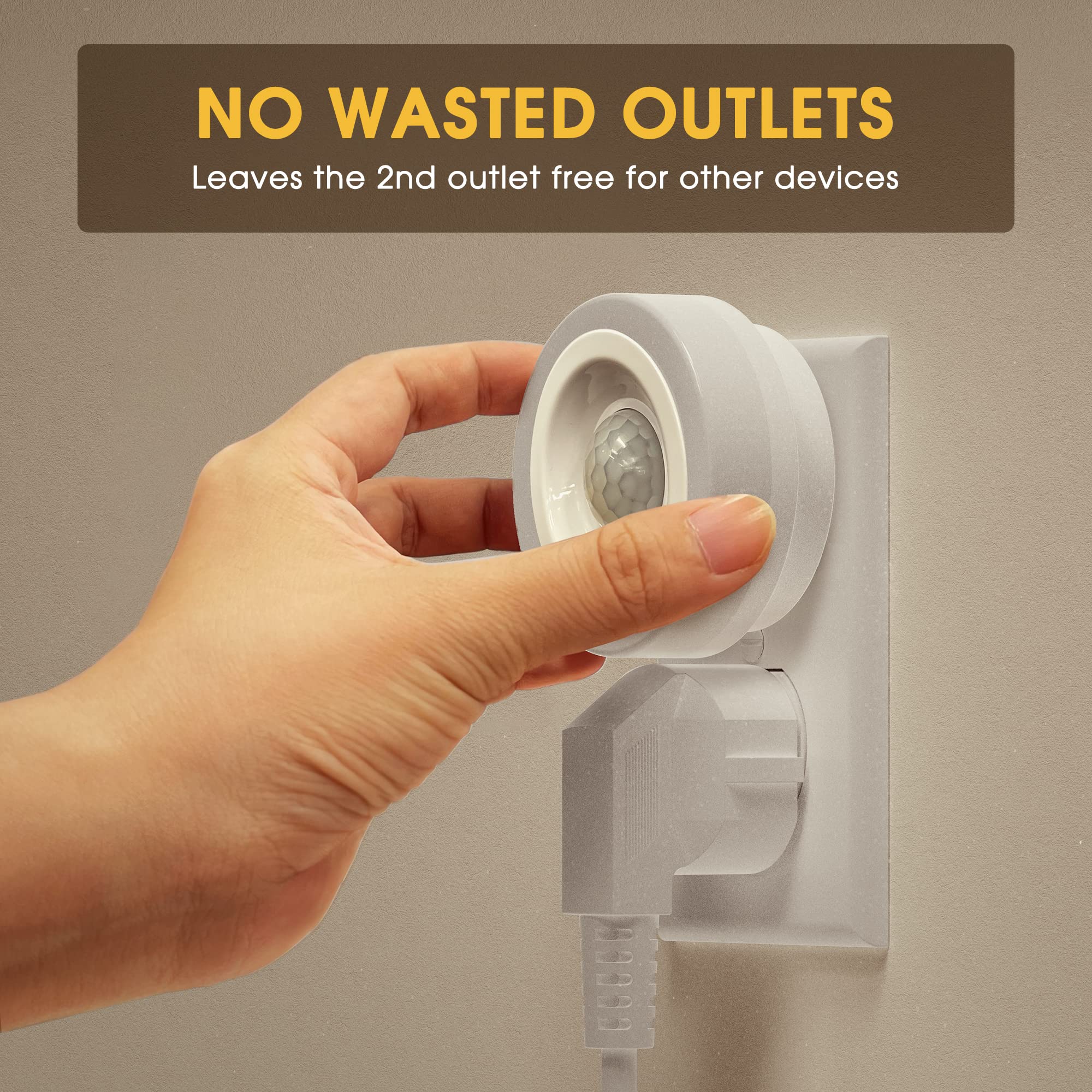 Briignite Motion Sensor Night Light, Auto On/Off, 4 Pack, Warm White, LED, Plastic