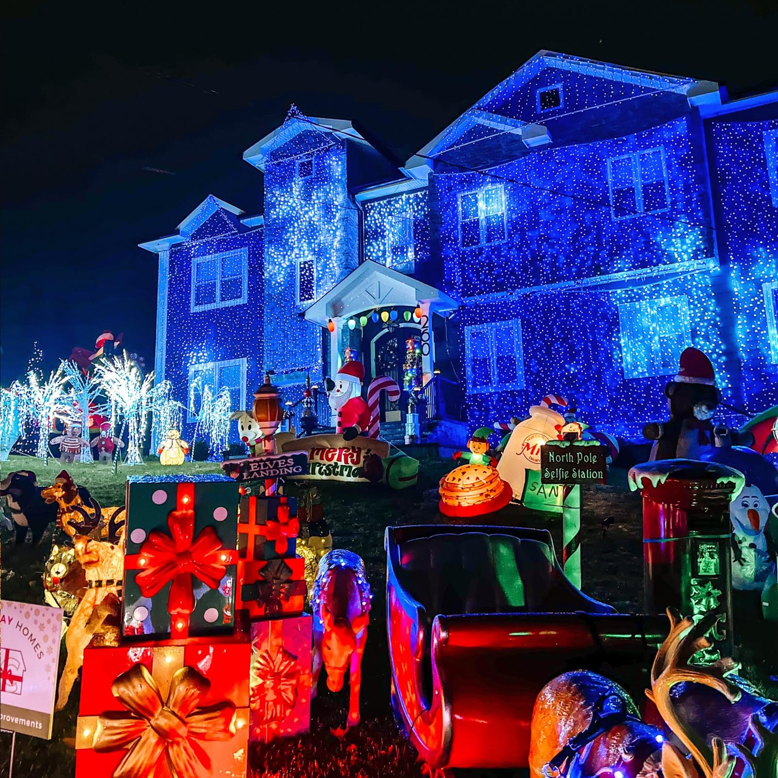 Nielfoi 328Ft 1000 Led Christmas Lights  Plug In Blue Christmas Tree Lights Outdoor With Timer And 8 Modes  Green Wire Waterproof String Lights For Indoor Yard Patio Xmas Holiday Decorations