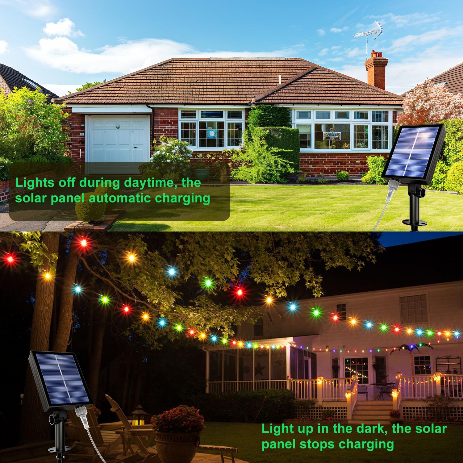 Electight Solar String Lights 16Ft/5M [App & Remote Control], 50 Leds Rgb Smart Ic Fairy Lights, 99+ Modes, Music/Voice Sync Color Change, Waterproof Fairy String Lights For Outdoor, Garden, Party