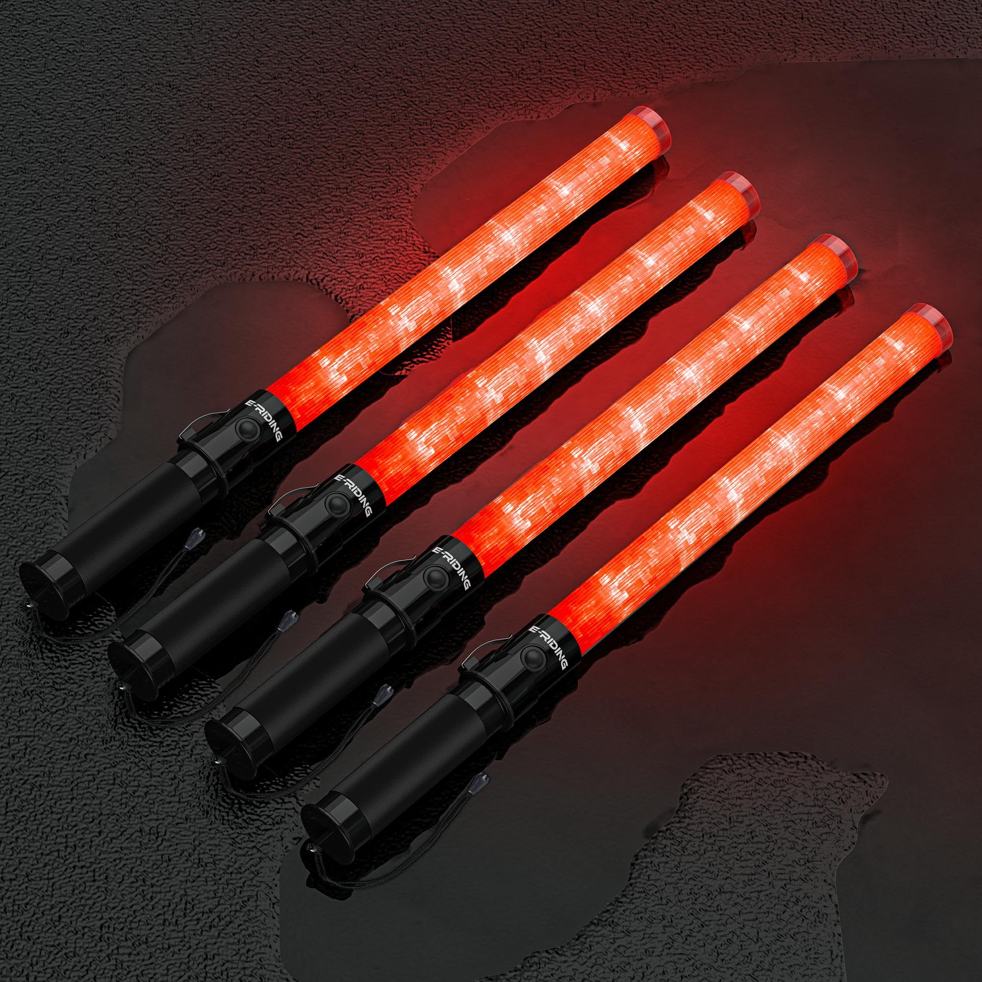 E-riding 4 Pack 21 Inch Traffic Wand, Air Traffic Control Wand with 3 Flashing Modes, LED Multifunction Traffic Safety Baton for