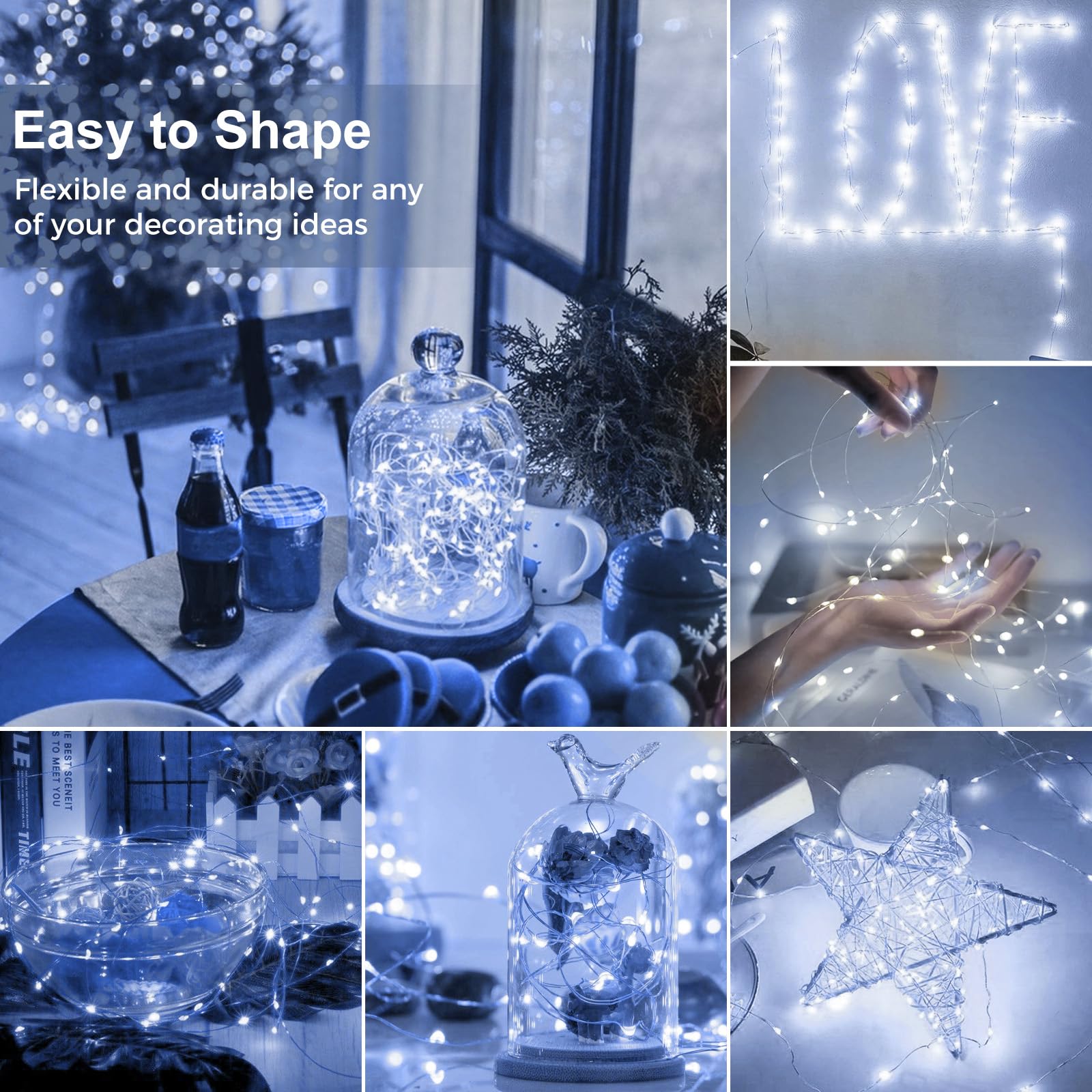 kolpop LED Fairy Lights 30 Pack, 7FT 20 Mini Twinkle String Lights, Battery Operated, Waterproof, Cool White