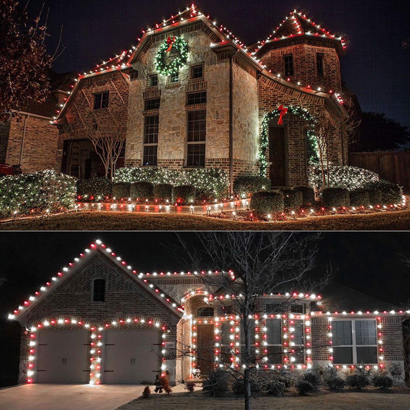 Odeetronic C9 Christmas Lights - 33Ft 50 Led Red & White Christmas Tree Lights Connectable, 120V Ul Certified Plugin Indoor C9 String Lights, Valentines Day String Lights For Xmas Wedding Party Decor