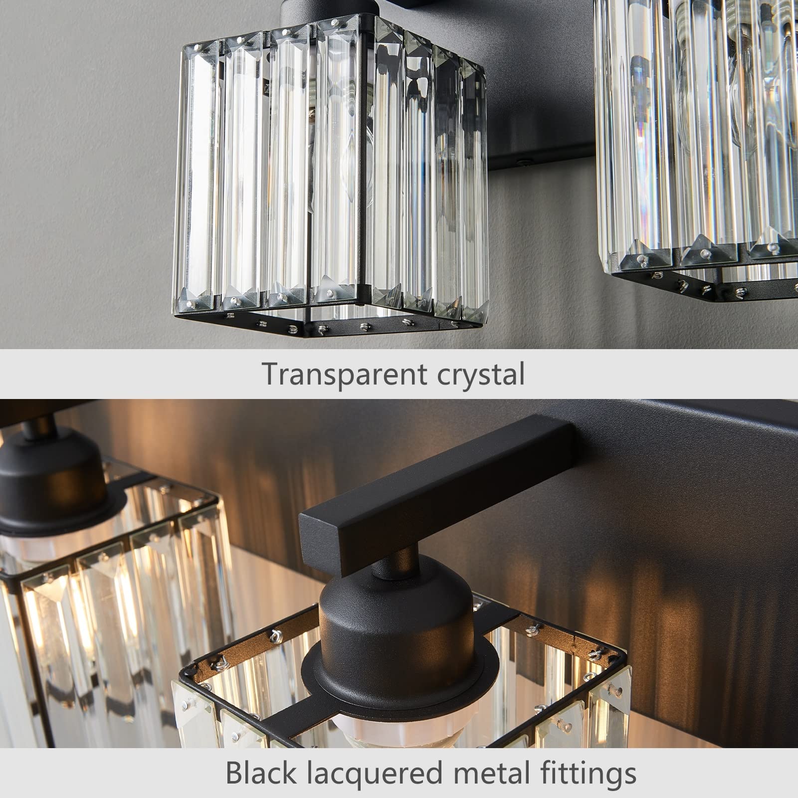 FDPBY Modern 2-Light Bathroom Vanity Wall Light, Black Metal, Model JW-002