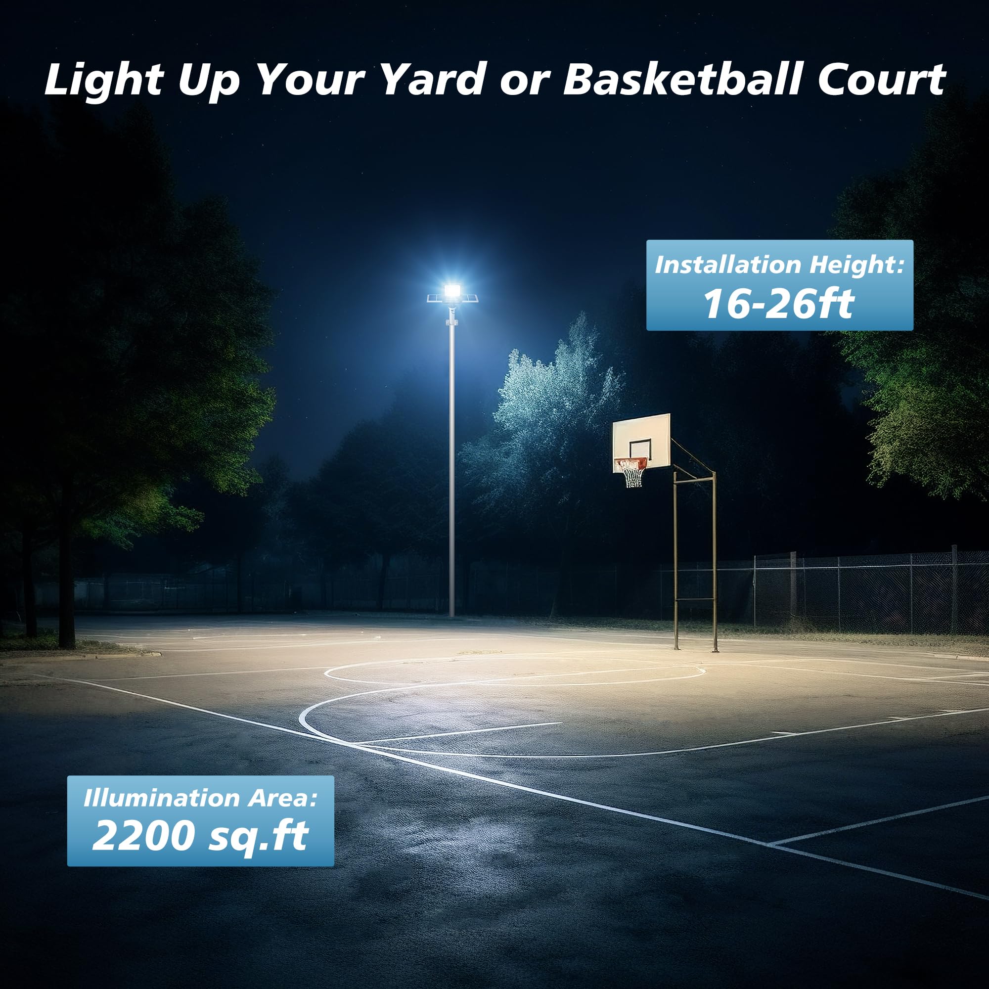 OKPRO Solar Street Lights 7000K 2-Pack, 20000W, IP66 Waterproof, Heavy Duty Outdoor Lighting with Remote Control, Black