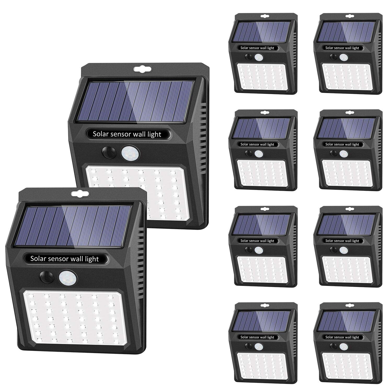 SEZAC Solar Lights Outdoor [10 Pack /3 Working Mode], Solar Security Lights Solar Motion Sensor Lights Wireless IP 65 Waterproof