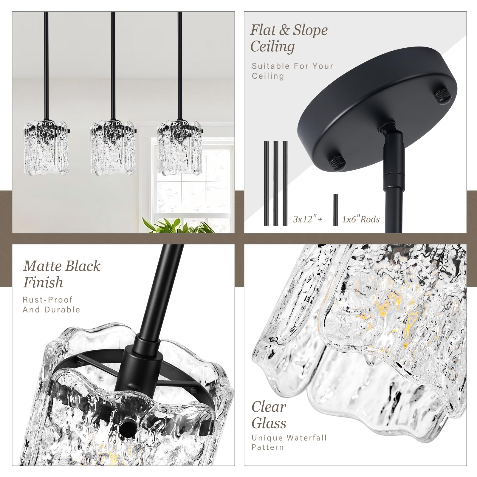 Osimir Black Pendant Light, 1-Light Mini Glass Hanging Fixture, Modern Design, E12 Base, Model OS-MM5002