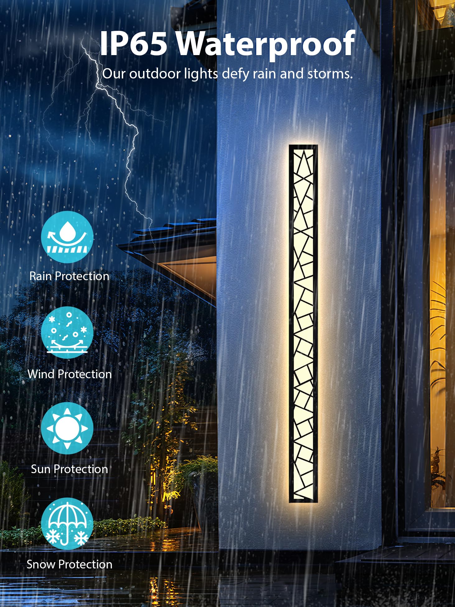 Truwella Outdoor Wall Lights 59.1Inch Modern Outdoor Wall Sconce Led Long Wall Sconces Black Front Porch Light Waterproof Led Wall Light Ip67 3000K Exterior Lighting Fixtures