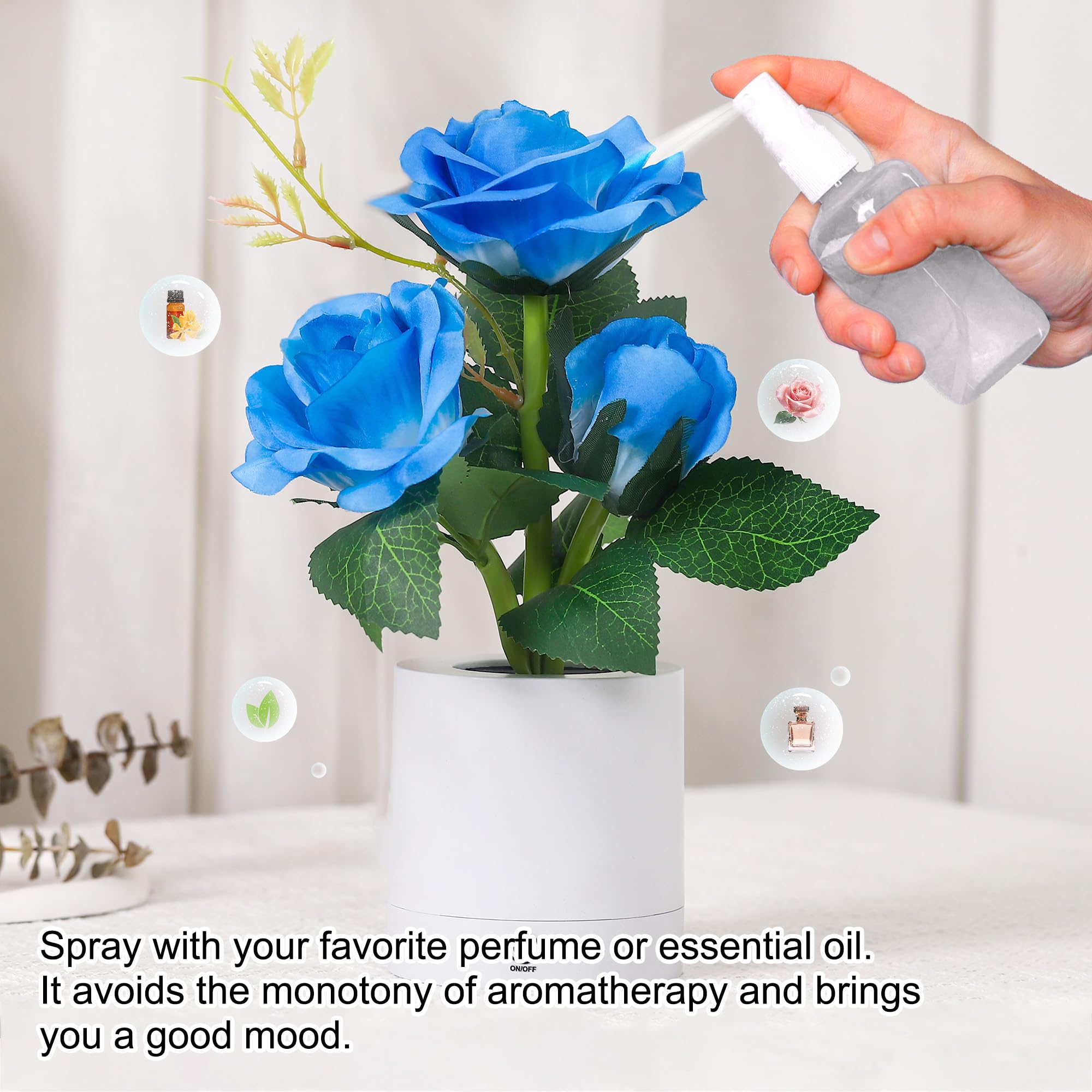 Hibeauti Blue Rose Led Lamp For Womens Gifts, Flower Night Light For Relaxation And Serenity, Womens Her Mom Wife Girlfriend Fri