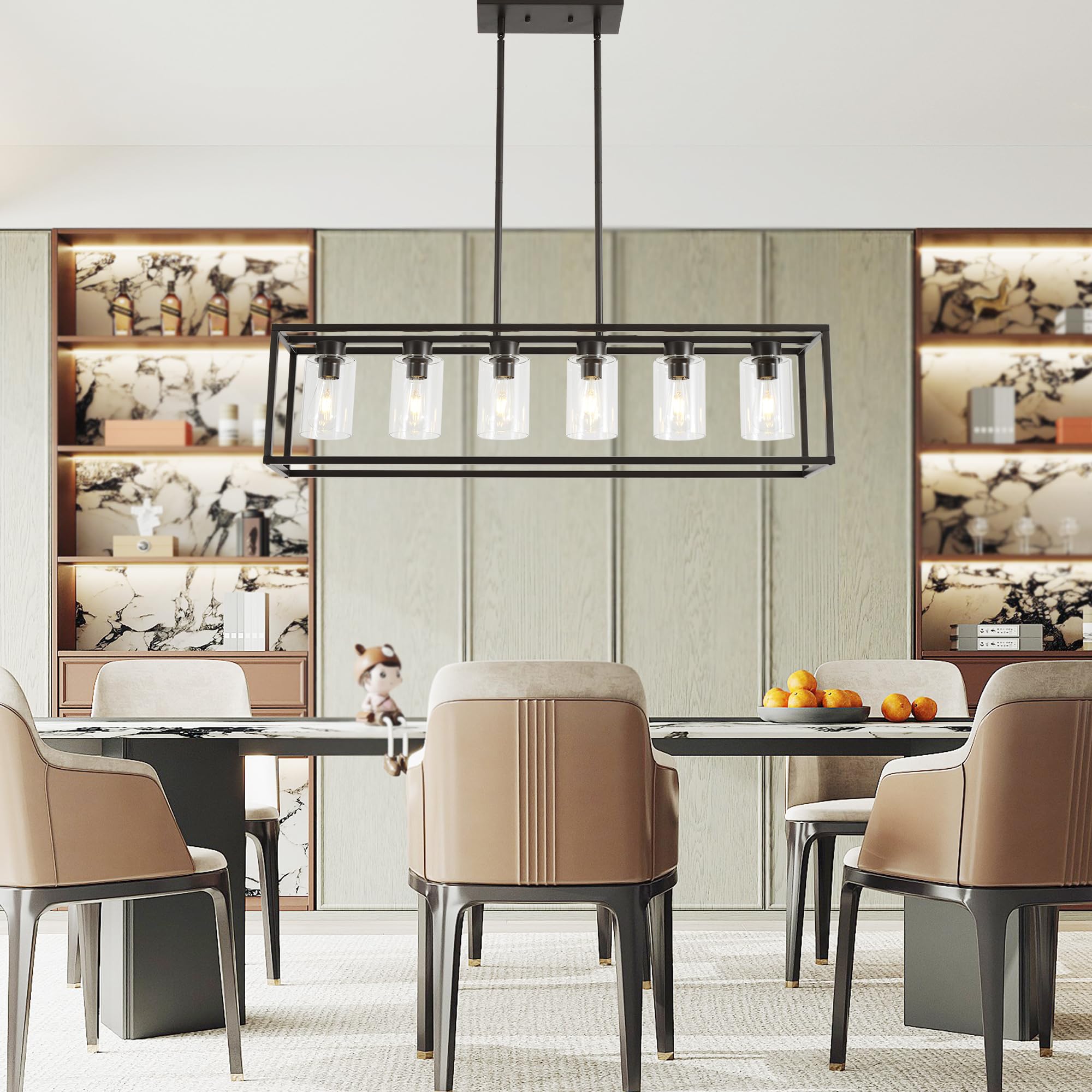 Xilicon Dining Rooms Oil Rubbed Bronze Chandeliers,Kitchen Island Farmhouse Lighting Fixture Industrial Rustic Ceiling Hanging 6