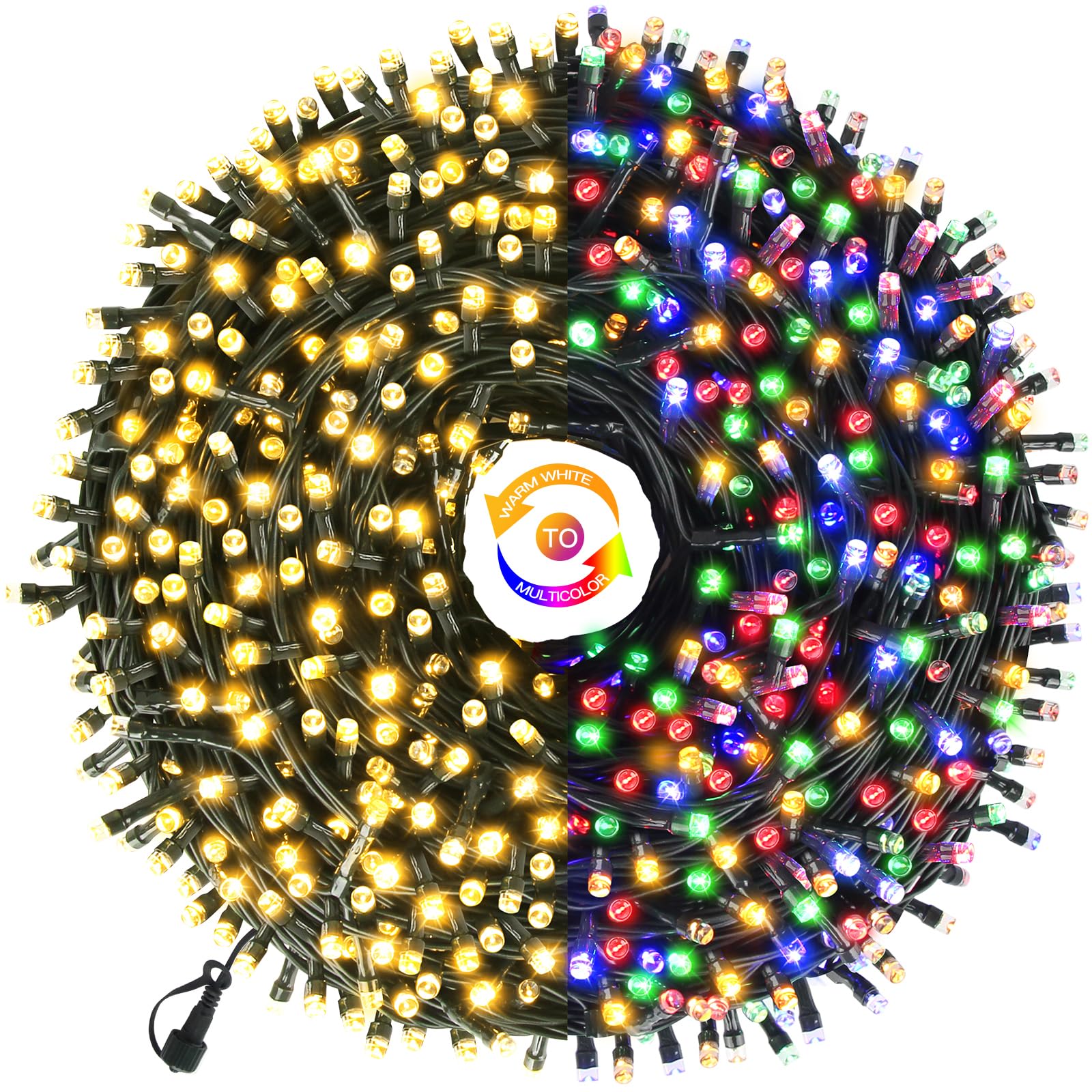 Chuya Halloween Christmas String Lights 500 Led Light Color Changing Warm White & Muticolor 11 Modes Ul588 For Christmas Tree Li