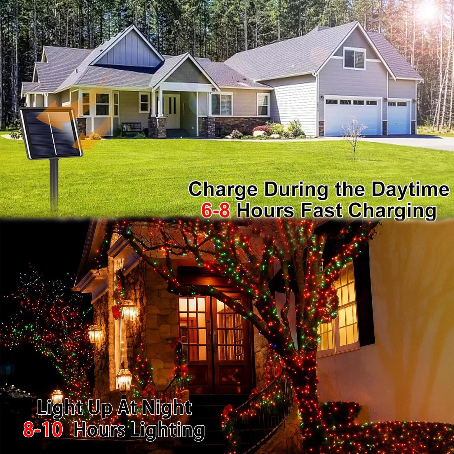 4 Pack 180Ft Solar Christmas Lights Outdoor Waterproof  Super Bright 320 Led Solar String Lights With 8 Lighting Modes  Green Wire Twinkle Tree Light For Outside Xmas Party Decorations (Red And Green)