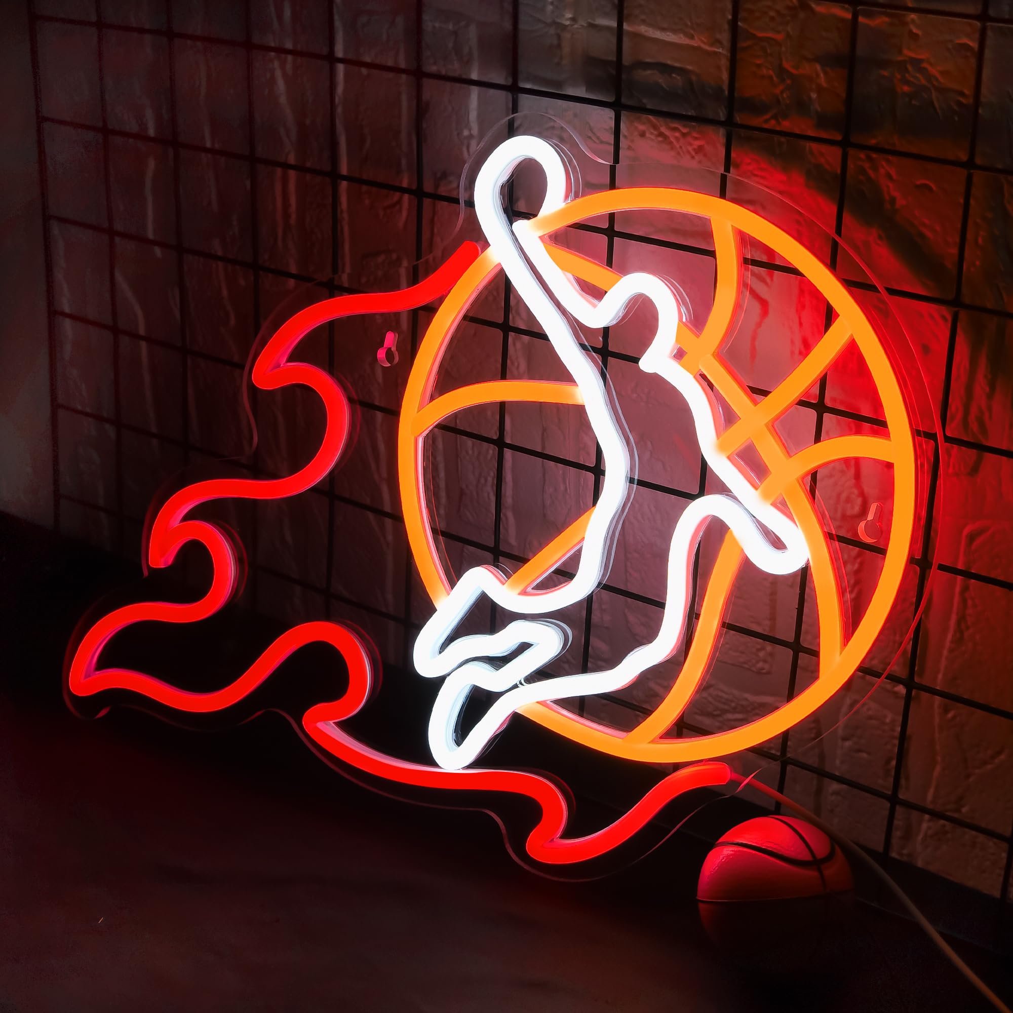 Dunk Neon Sign For Wall Decor Fire Basketball Led Light For Man Cave Basketball Room Club Game Room Party Decortions Birthday Gifts(Zkxd156)