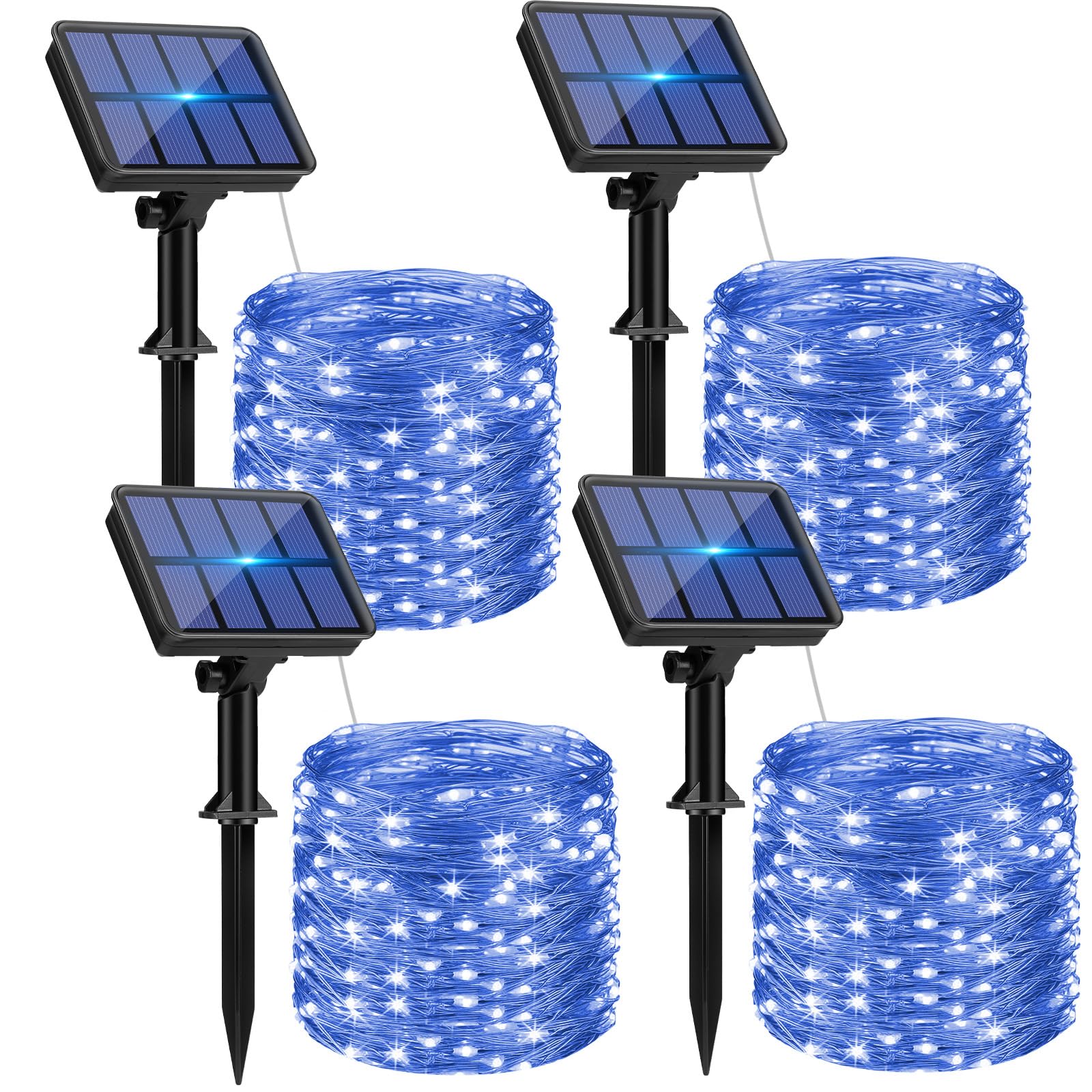 Btfarm 4 Pack Solar String Lights - 320LED 132FT Waterproof Copper Wire Fairy Lights - Blue, Model SL24