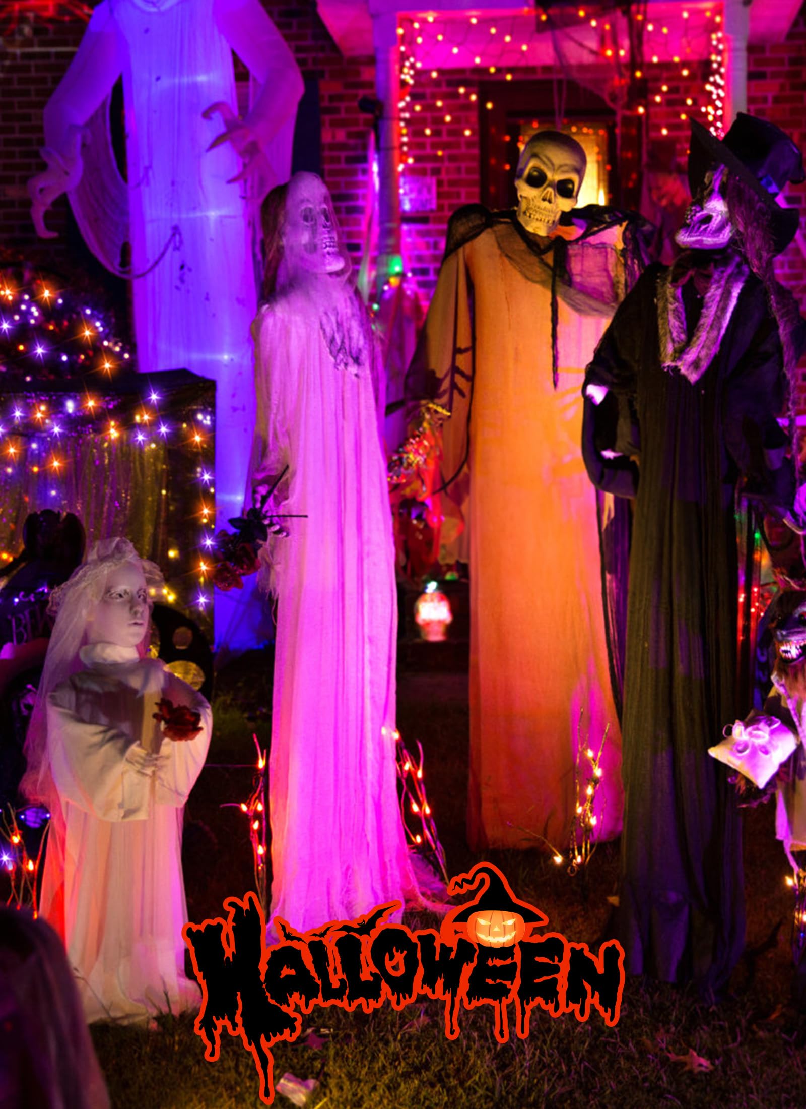 Minetom 5 Pack Battery Operated Fairy Lights, 7 Feet, 20 LED, Waterproof, Orange & Purple for Indoor/Outdoor Halloween Decorations