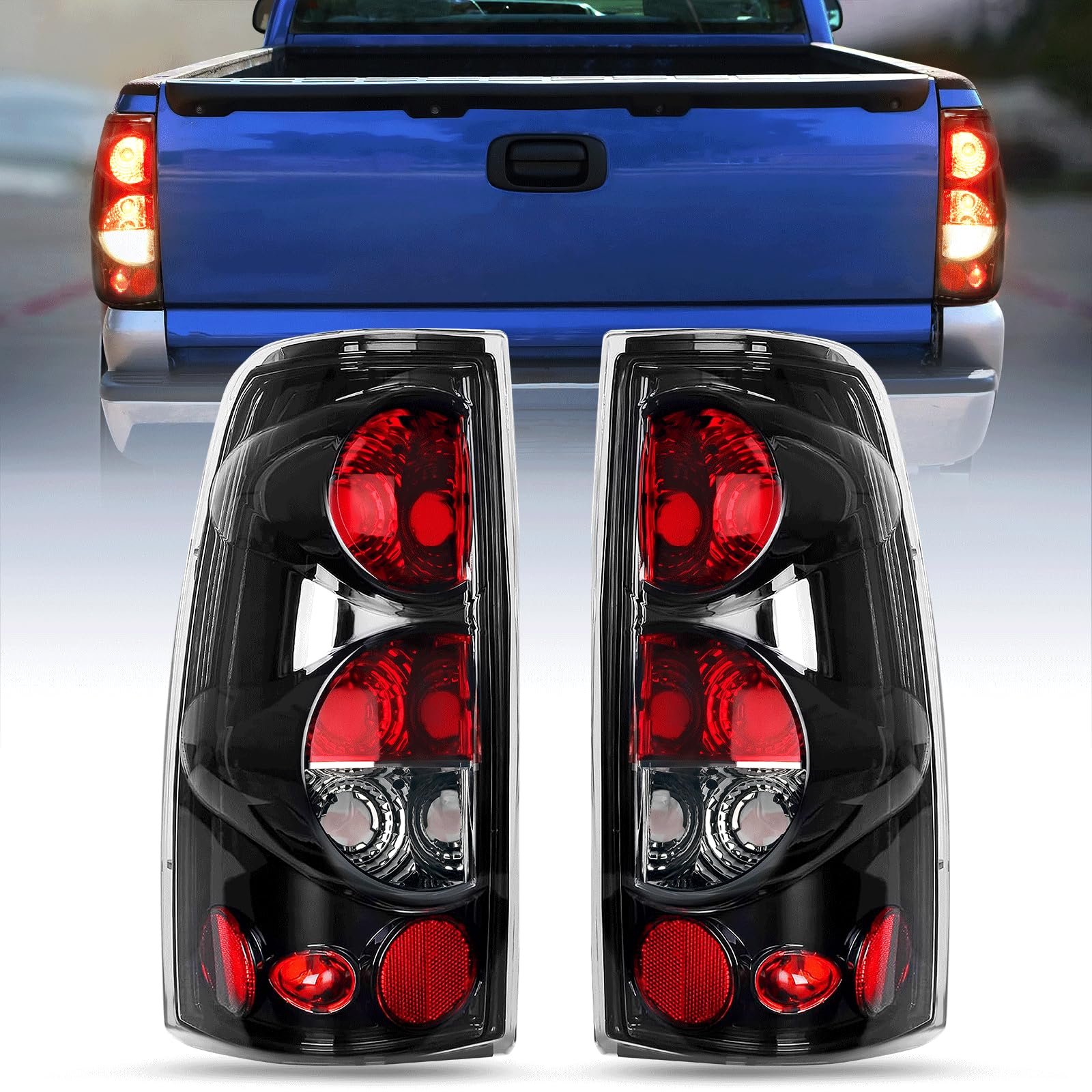 Nilight Taillight Assembly Compatible with 1999 2000 2001 2002 2003 2004 2005 2006 2007 Chevy Silverado 1999-2002 GMC Sierra Rea