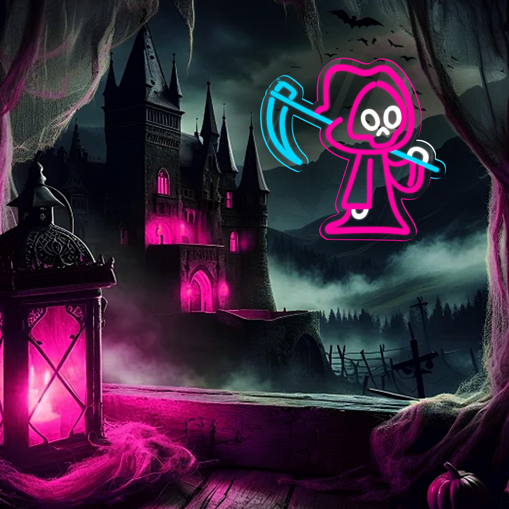 Innovtools Halloween Ghost Neon Sign  Led Grim Reaper Neon Signs For Wall Decor  Dimmable Ghost Shape Neon Light Spooky Halloween Decorations Light Up Sign For Bedroom  Porch Front Door  Kids Gifts (Ghost)