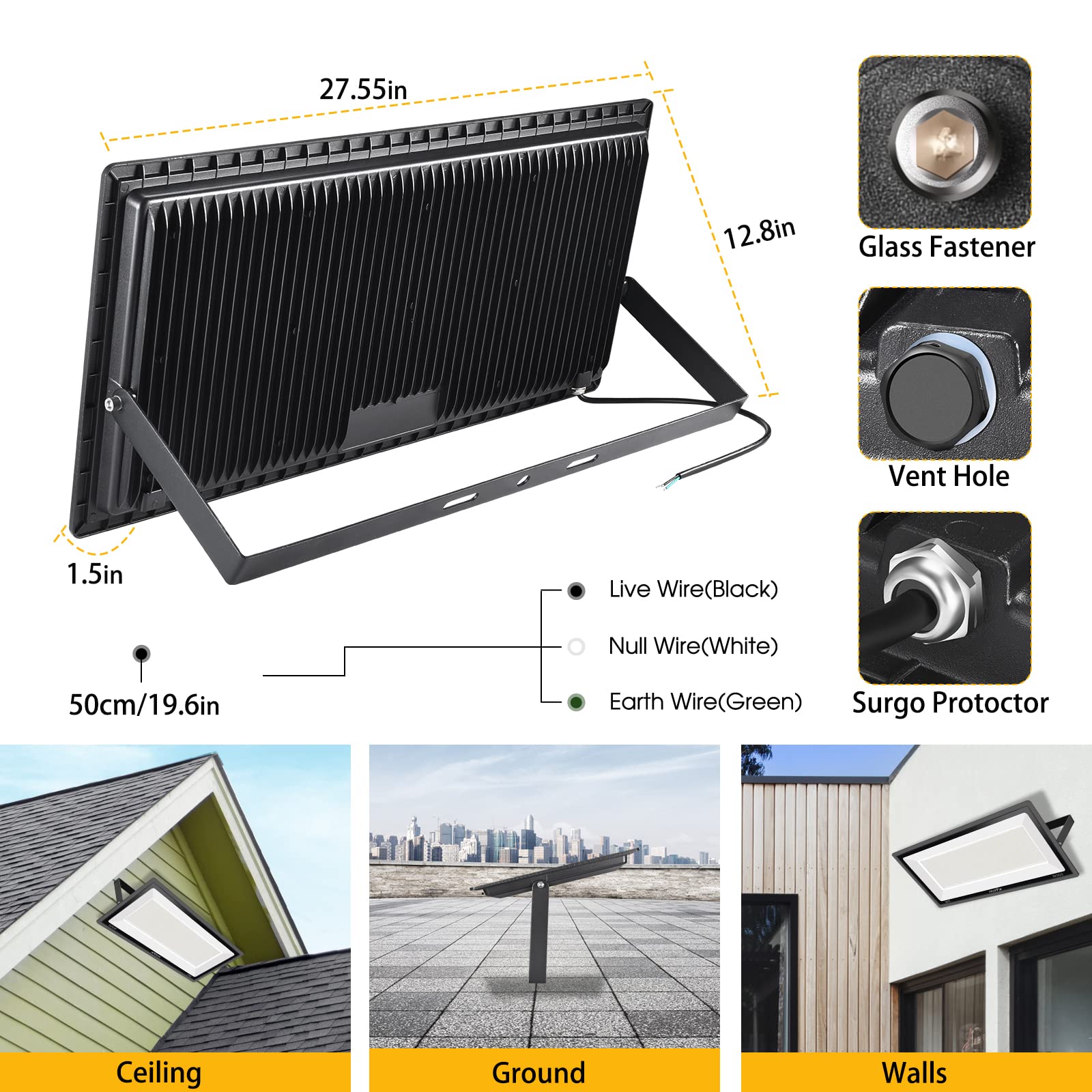 Xycn 600W Led Flood Light, 67500Lm Super Bright, Ip66 Waterproof, 5000K For Sports Fields