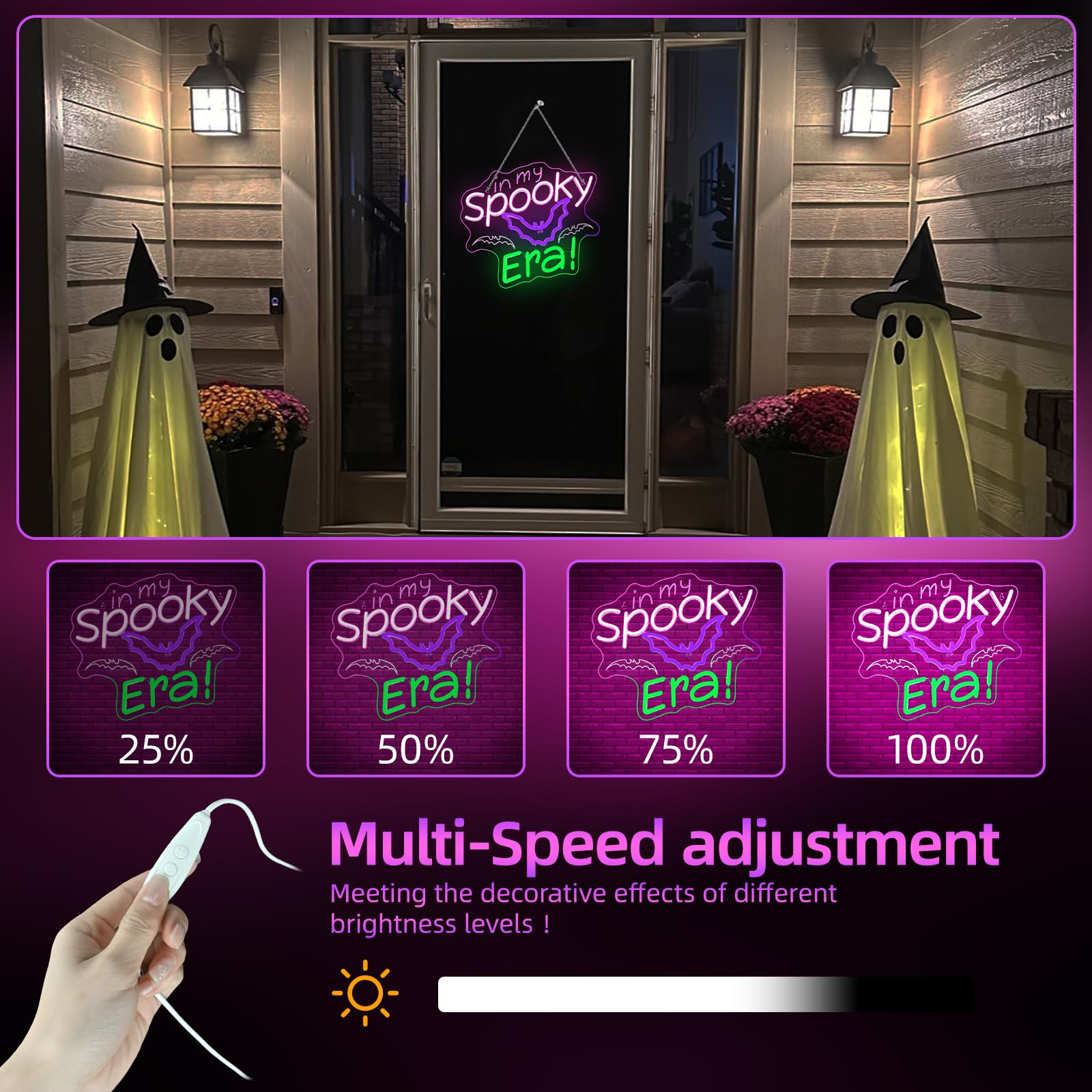 Halloween Neon Sign Bat Neon Signs For Wall Decor In My Spooky Era Led Lights Colorful Light Up For Halloween Bar Party Man Cave Club Door Bedroom Home Decoration Horror Gifts